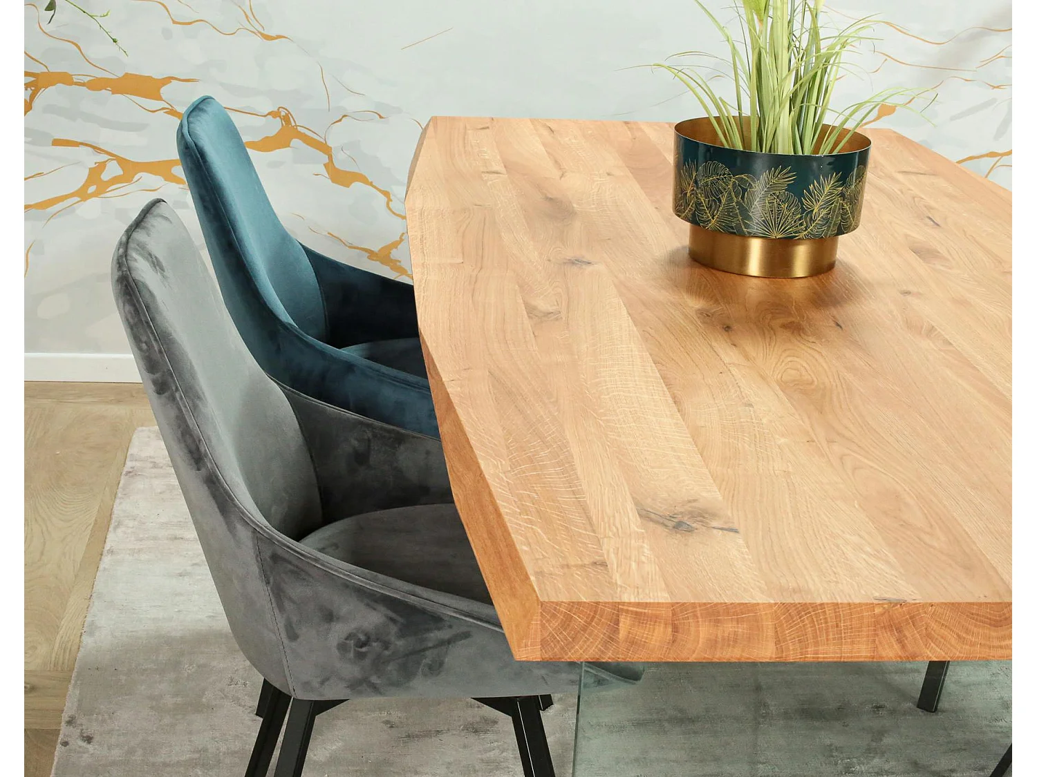 Table extensible design en bois de chêne huilé et verre 200 cm MESSINE