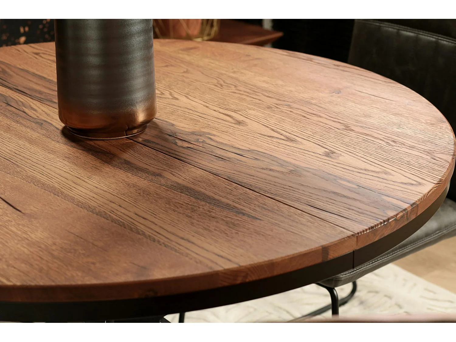 Table ronde extensible en chêne brun 130 cm PALERME