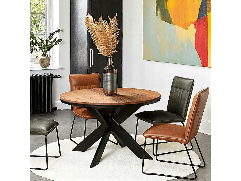 Table ronde extensible en chêne brun 130 cm PALERME