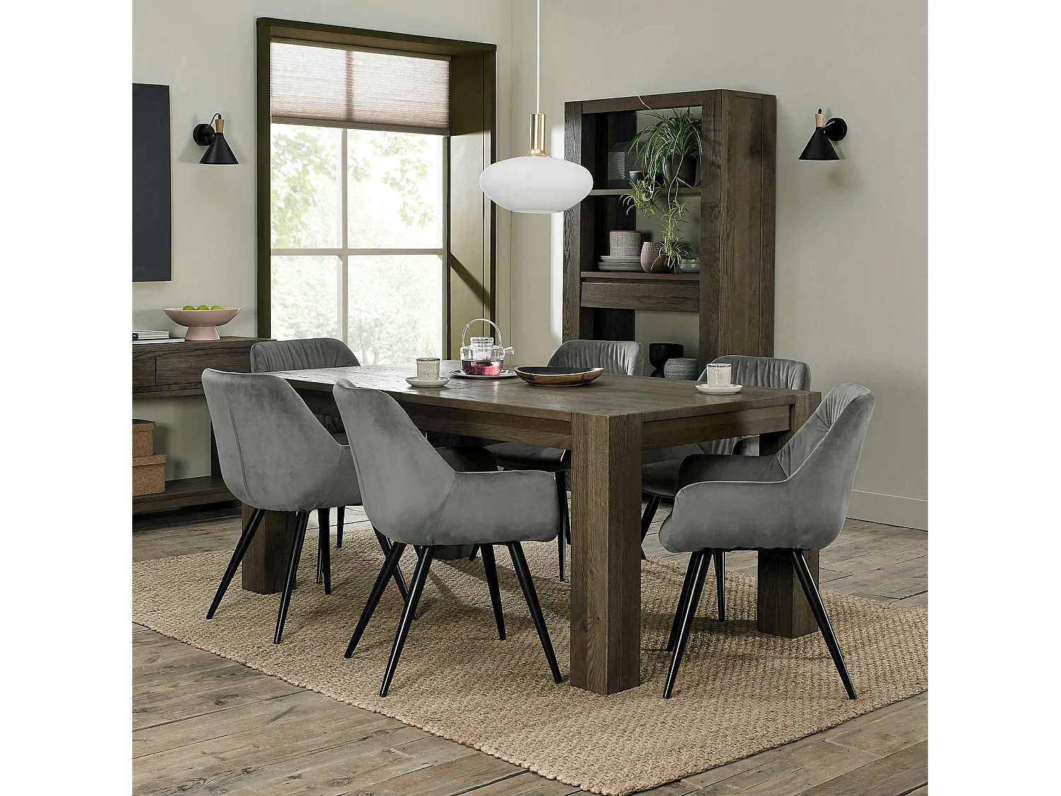 Table à manger extensible en bois de chêne fumé 180-235 cm ALLEN