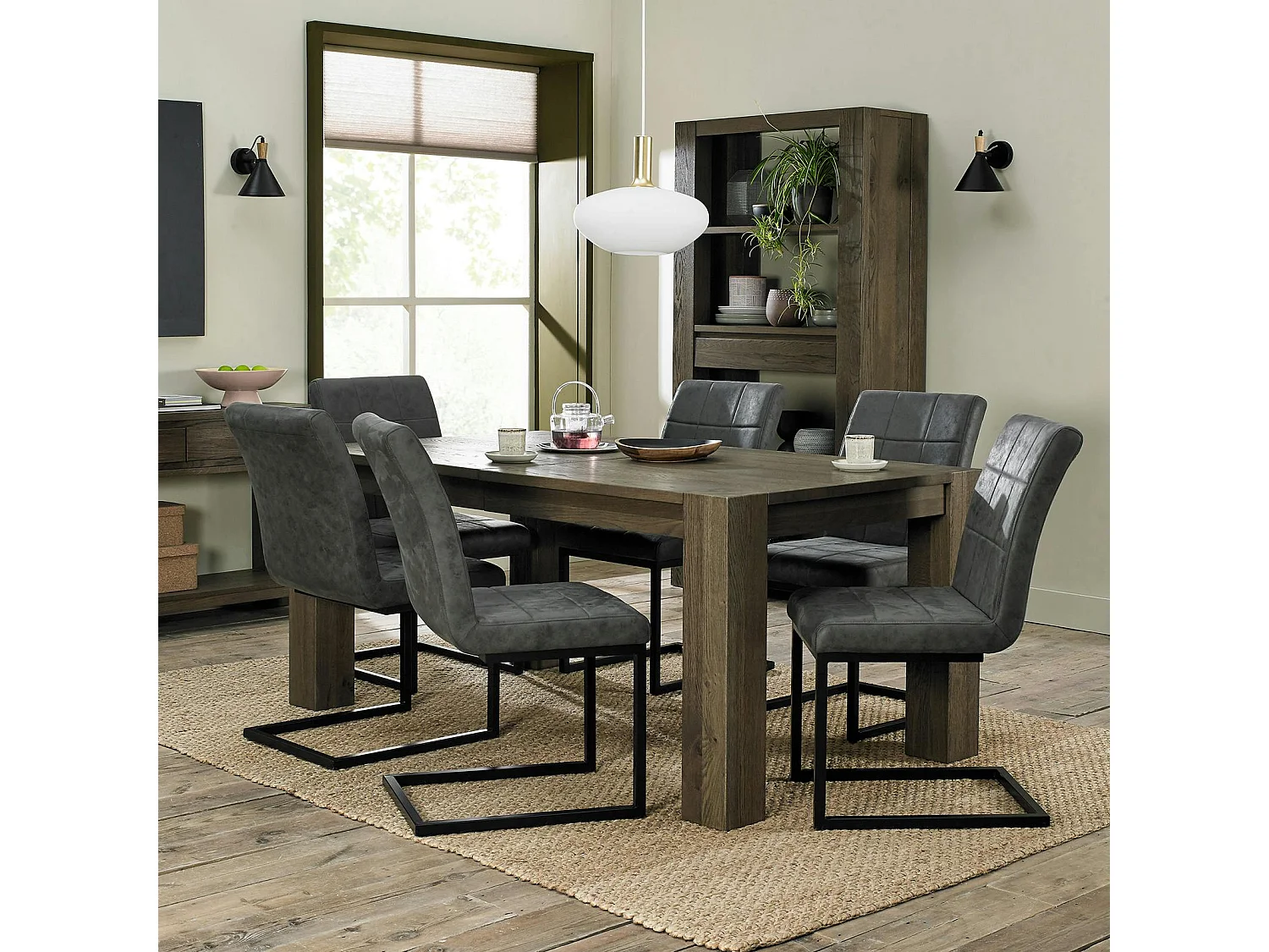 Table à manger extensible en bois de chêne fumé 180-235 cm ALLEN