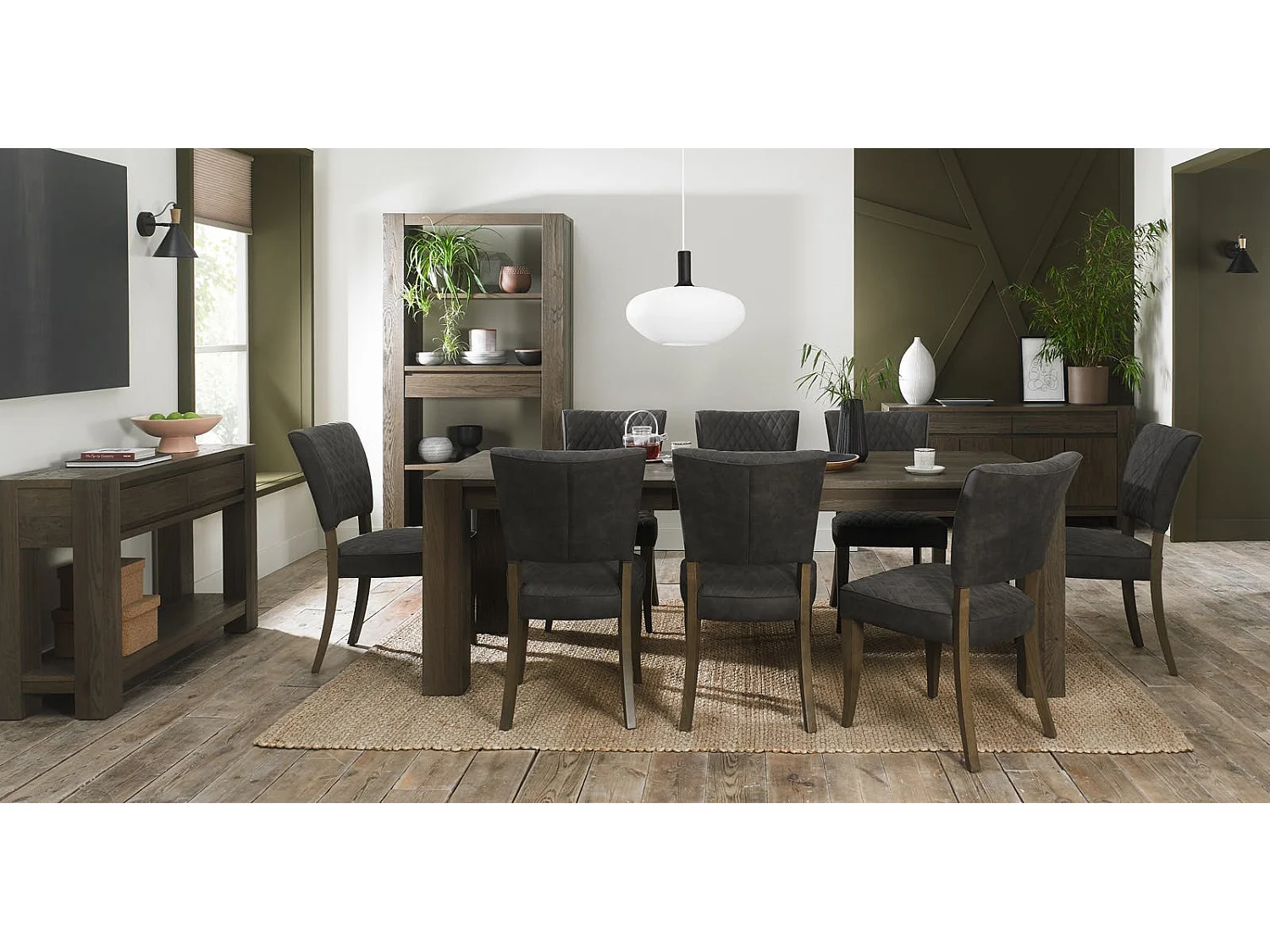 Table à manger extensible en bois de chêne fumé 180-235 cm ALLEN