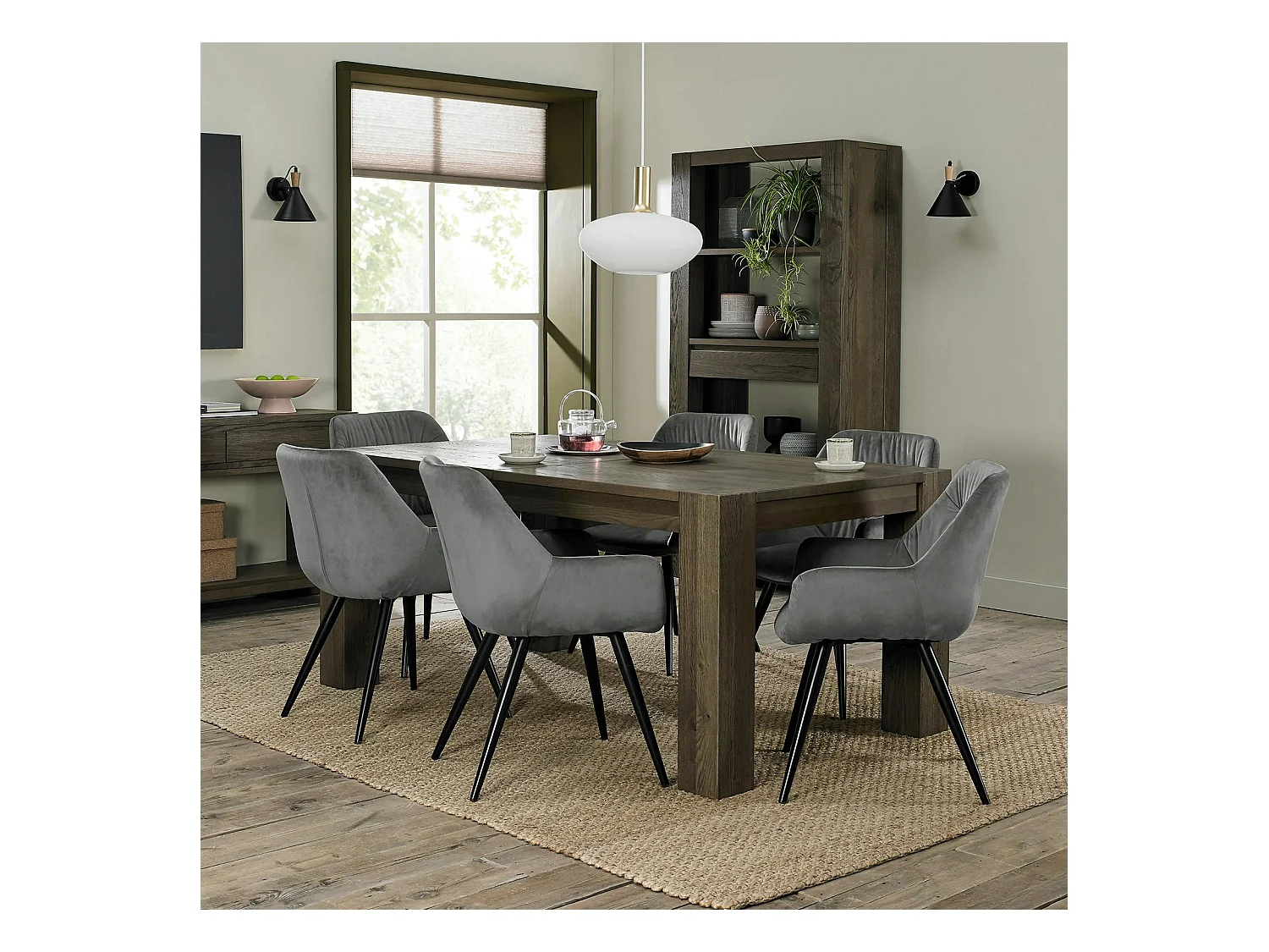 Table à manger extensible en bois de chêne fumé 180-235 cm ALLEN