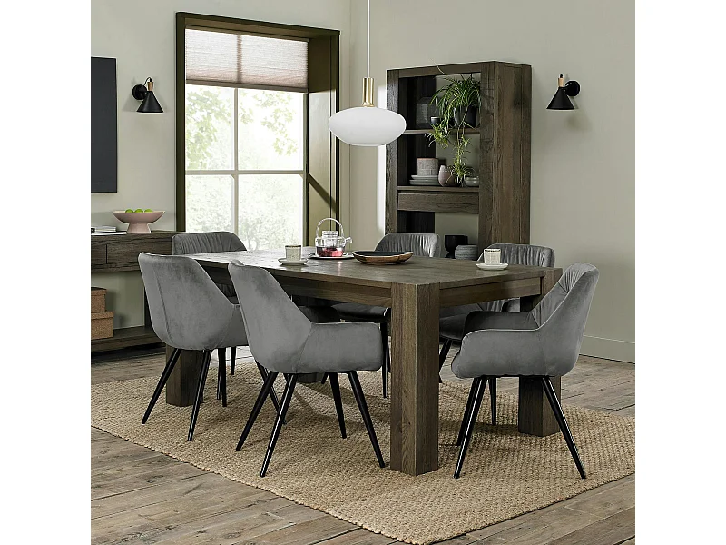 Table à manger extensible en bois de chêne fumé 180-235 cm ALLEN