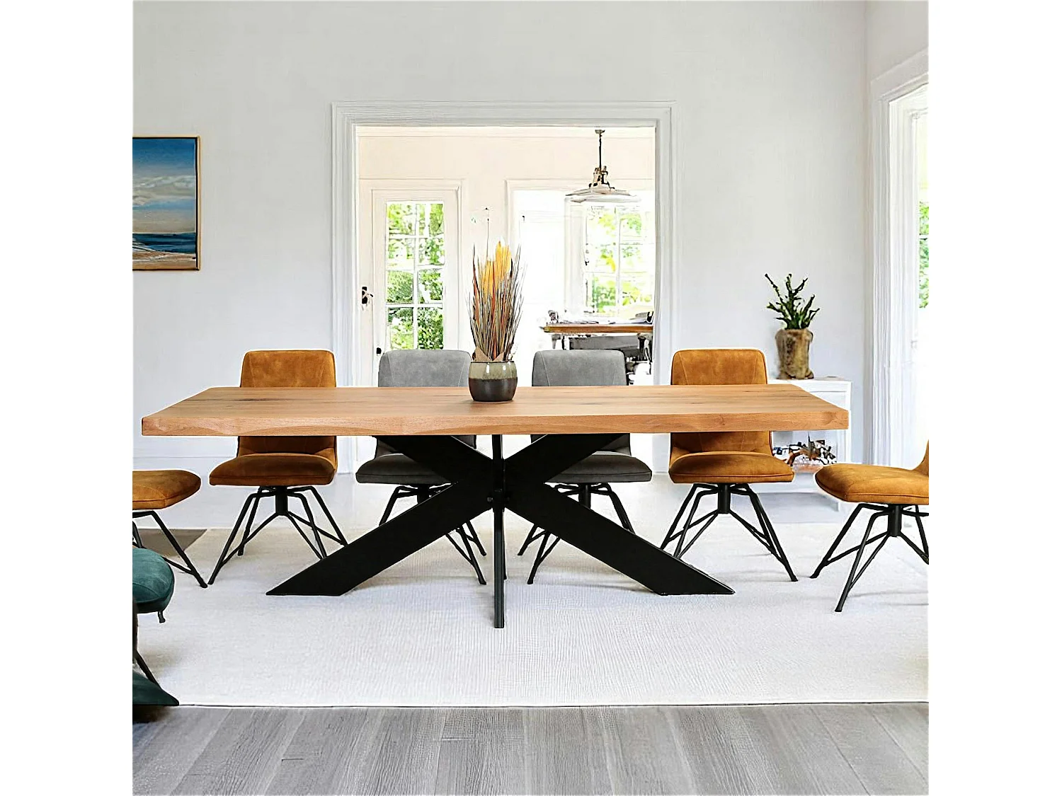 Table extensible en chêne huilé avec bords naturels 240 cm PALERME