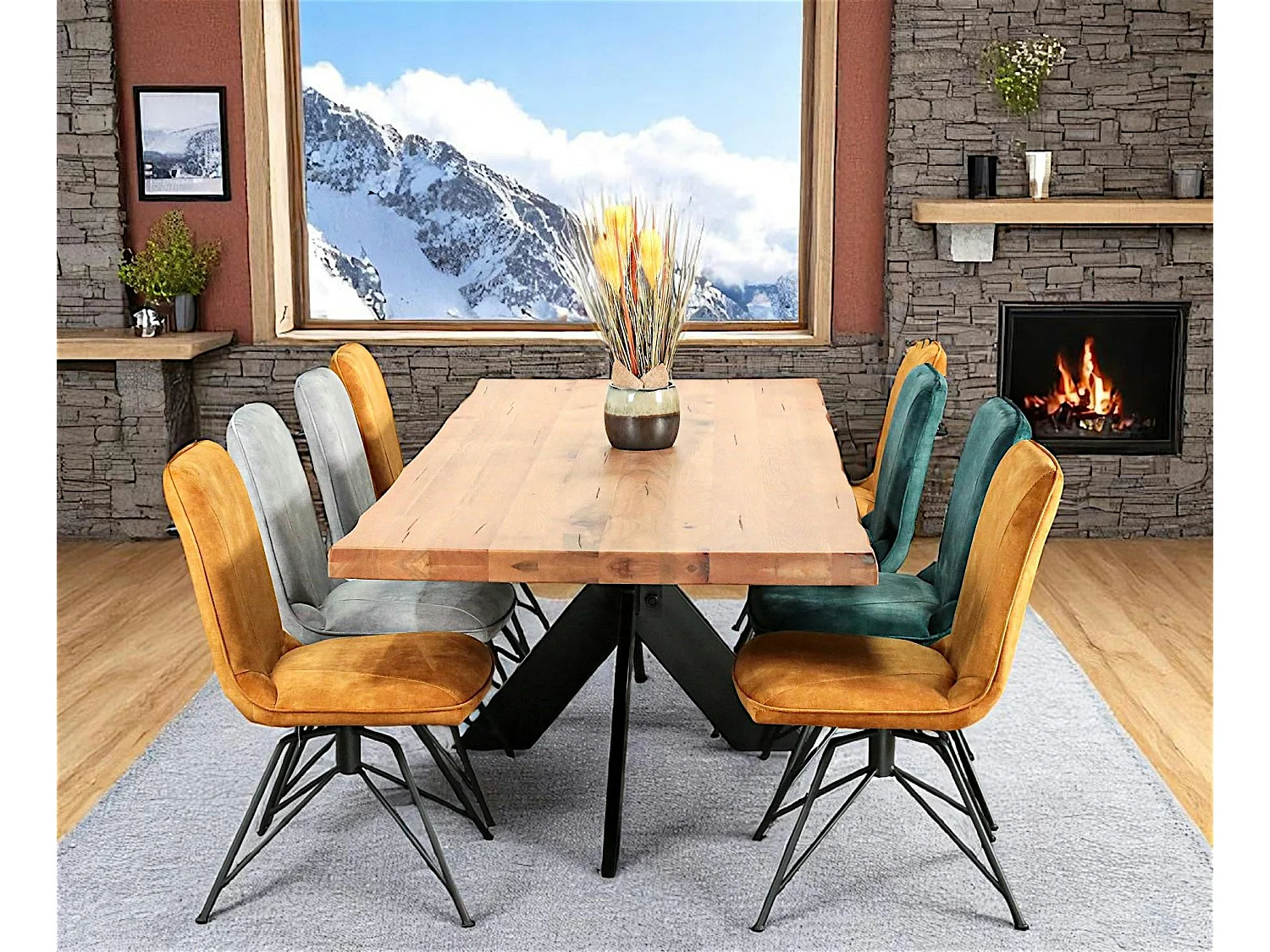 Table extensible en chêne huilé avec bords naturels 240 cm PALERME
