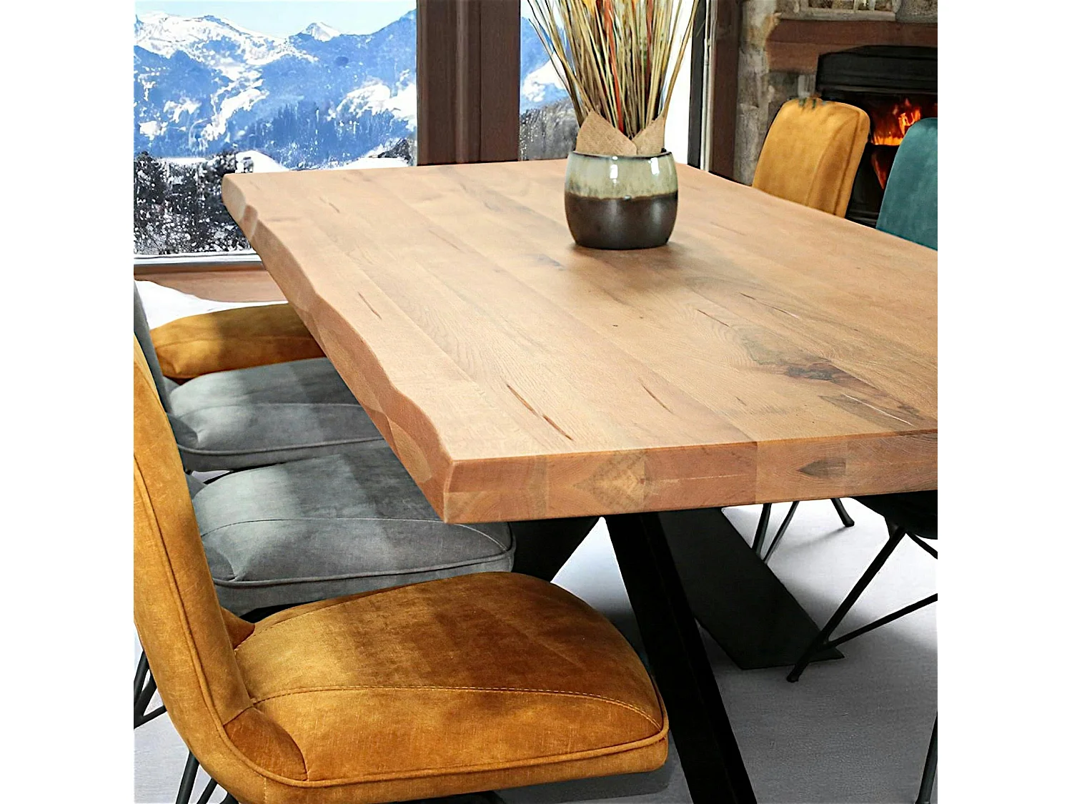 Table extensible en chêne huilé avec bords naturels 240 cm PALERME