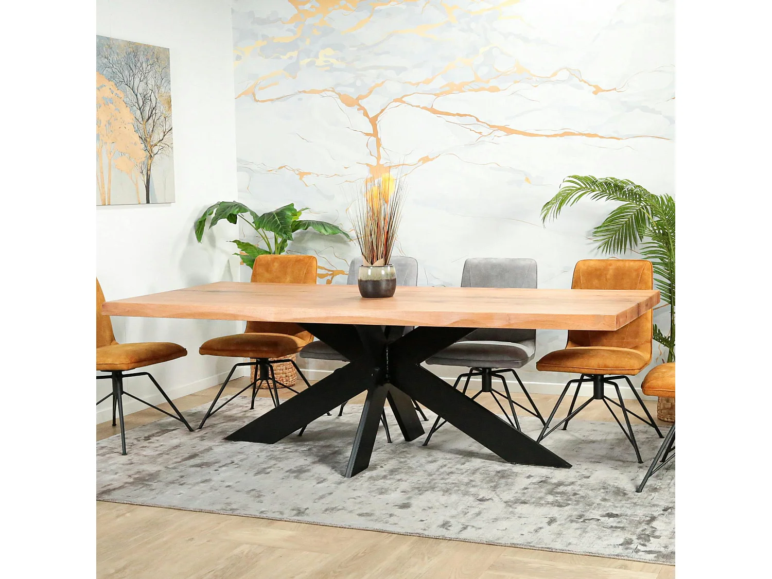 Table extensible en chêne huilé avec bords naturels 240 cm PALERME