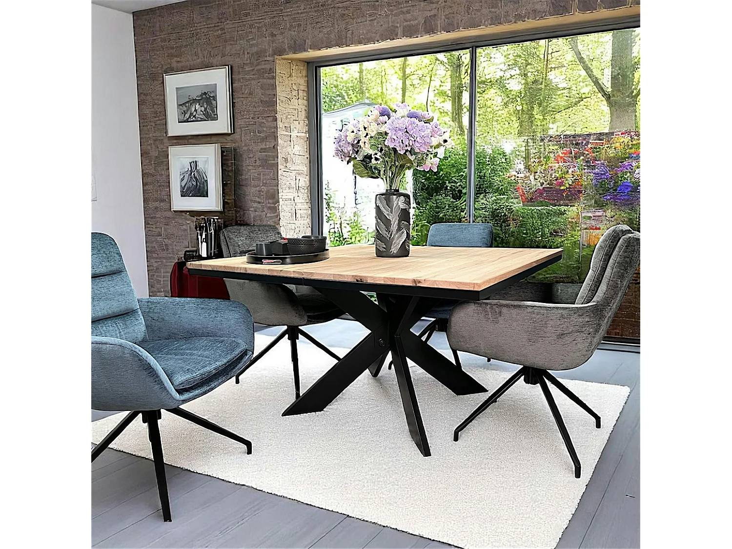 Table carrée extensible en chêne blanc 130 cm PALERME