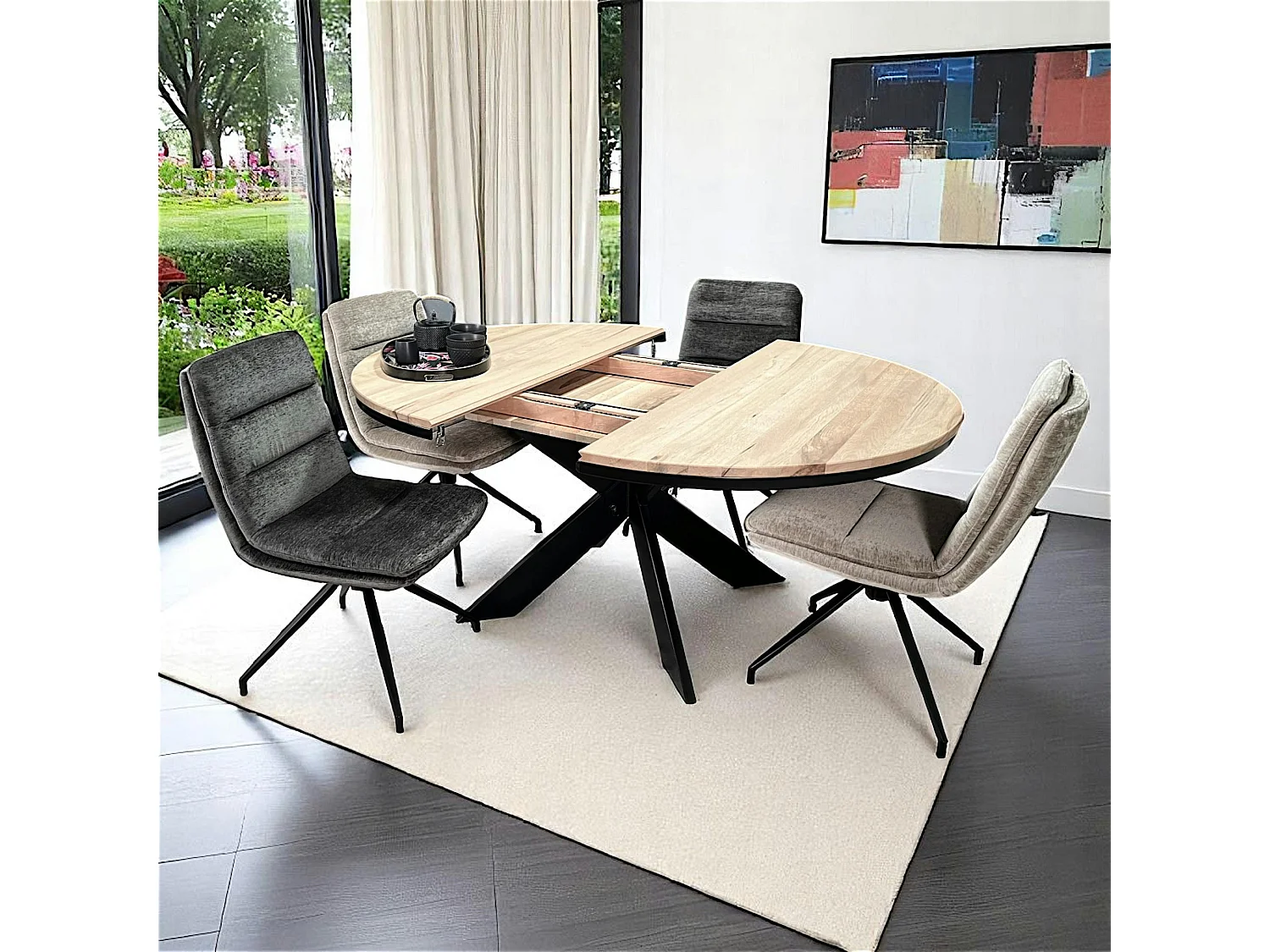 Table ronde extensible en chêne blanc 120 cm PALERME