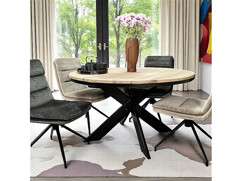 Table ronde extensible en chêne blanc 120 cm PALERME