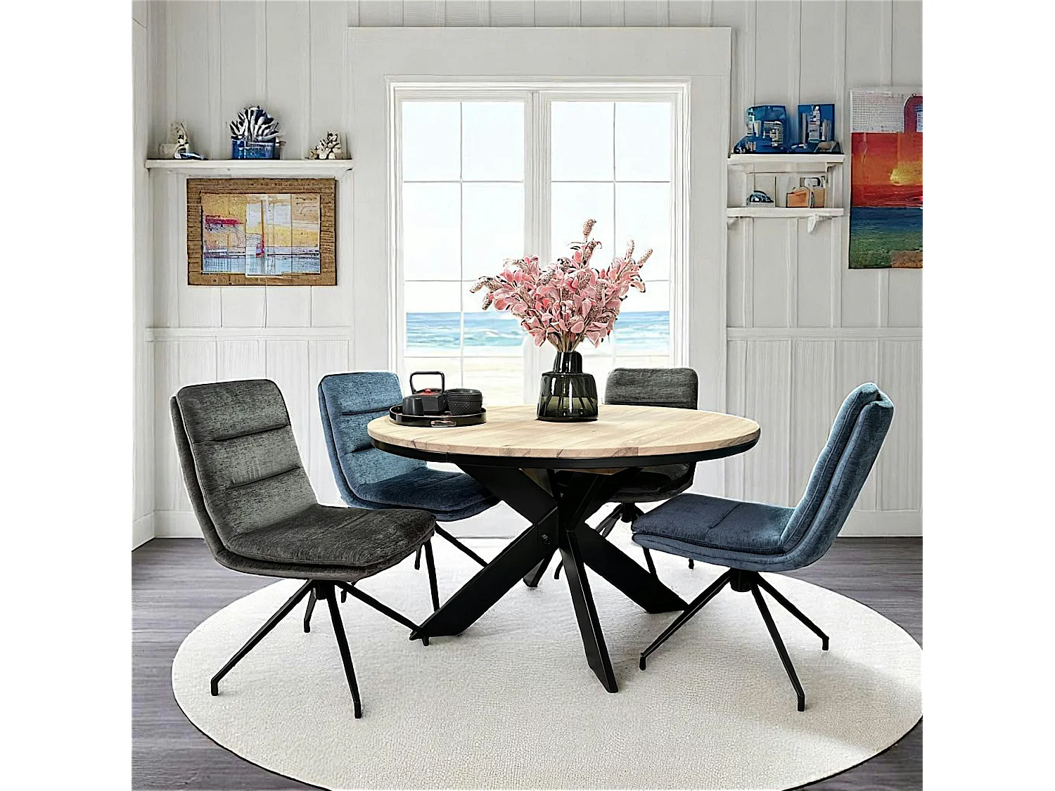 Table ronde extensible en chêne blanc 130 cm PALERME