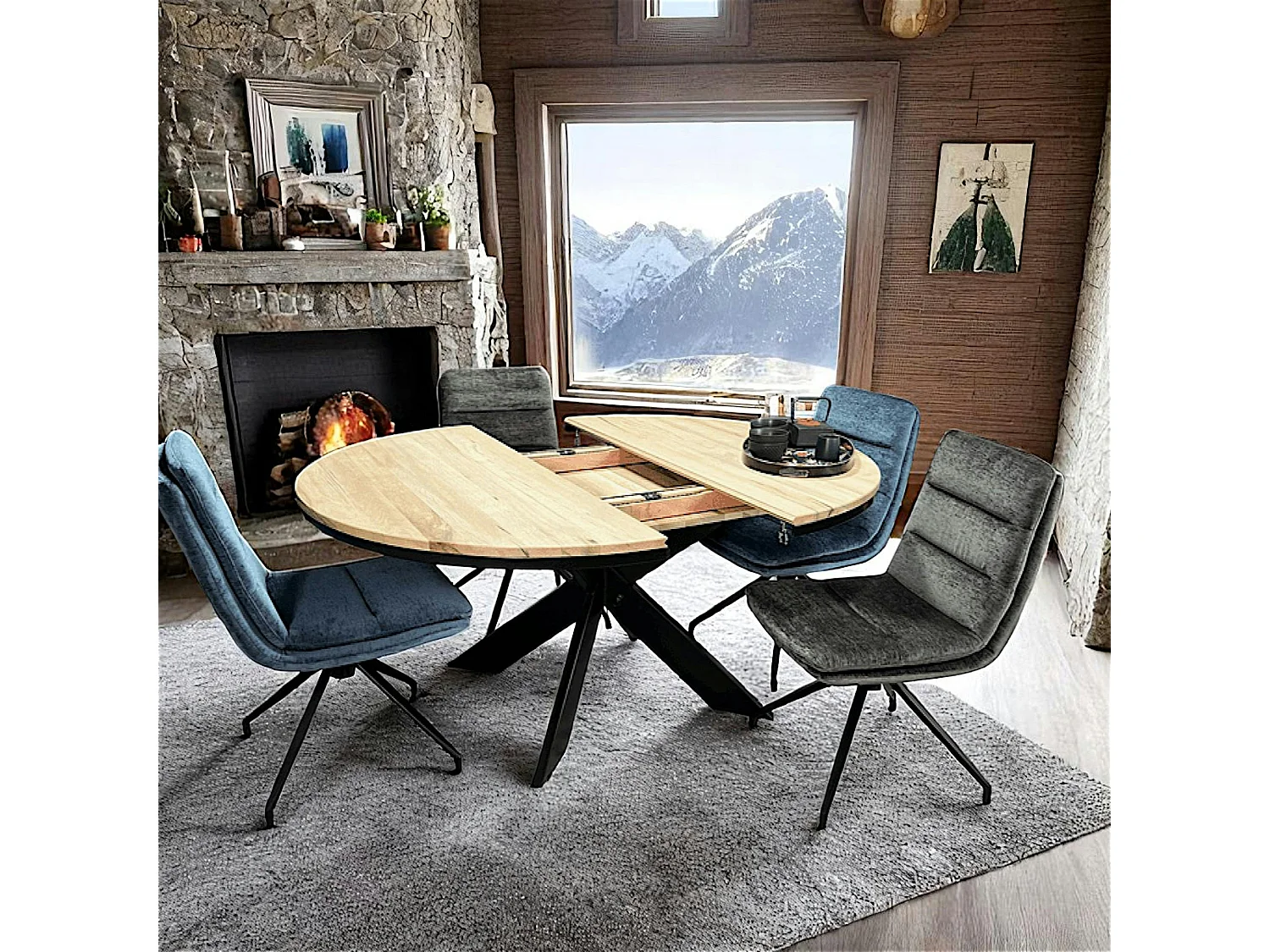 Table ronde extensible en chêne blanc 130 cm PALERME