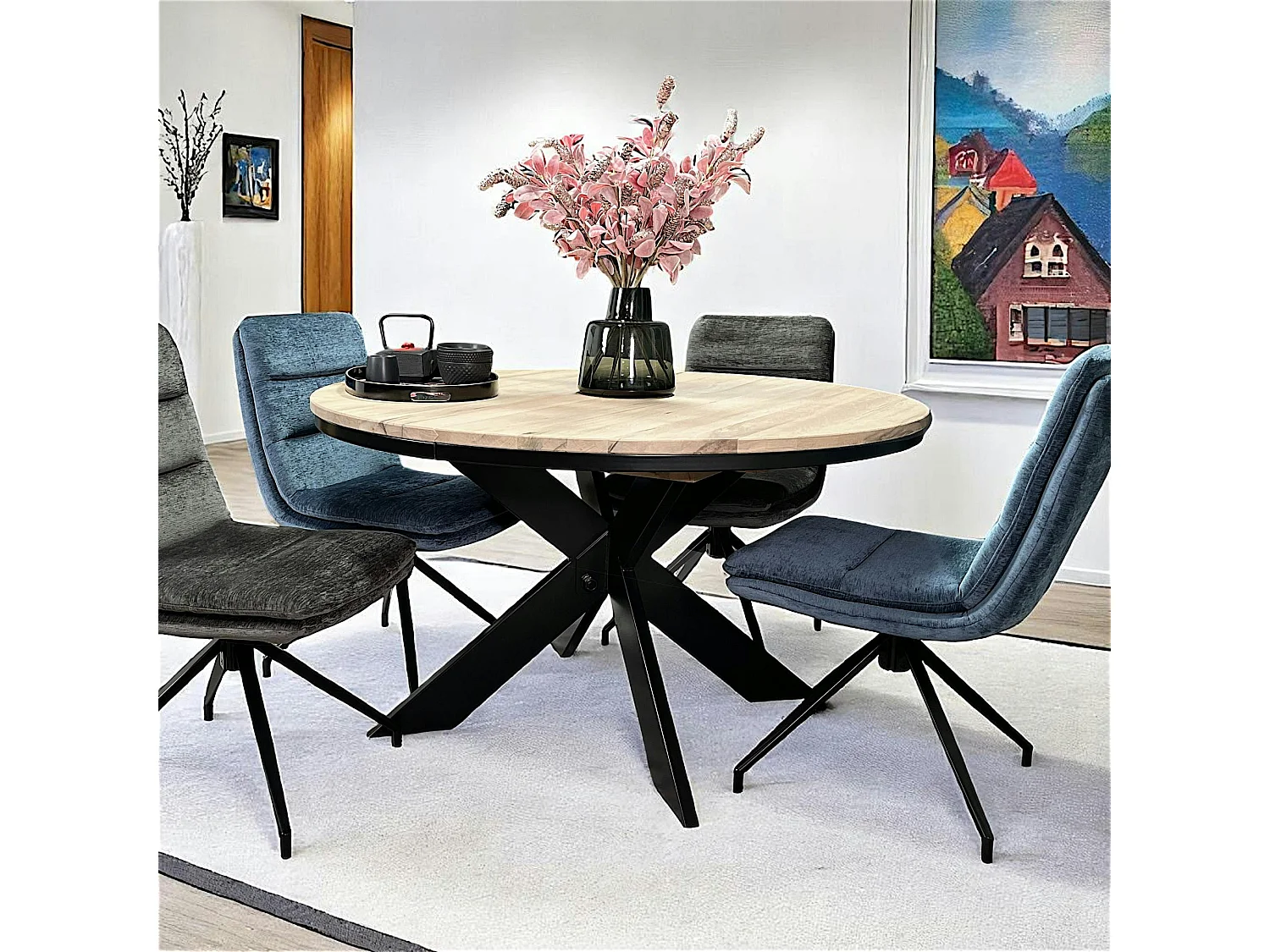 Table ronde extensible en chêne blanc 130 cm PALERME