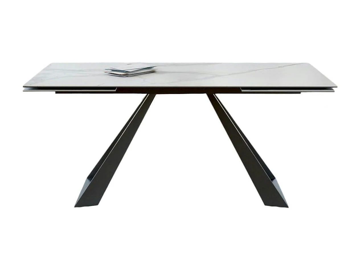 Table à manger extensible en céramique blanche 180-280 LOMBARDIE