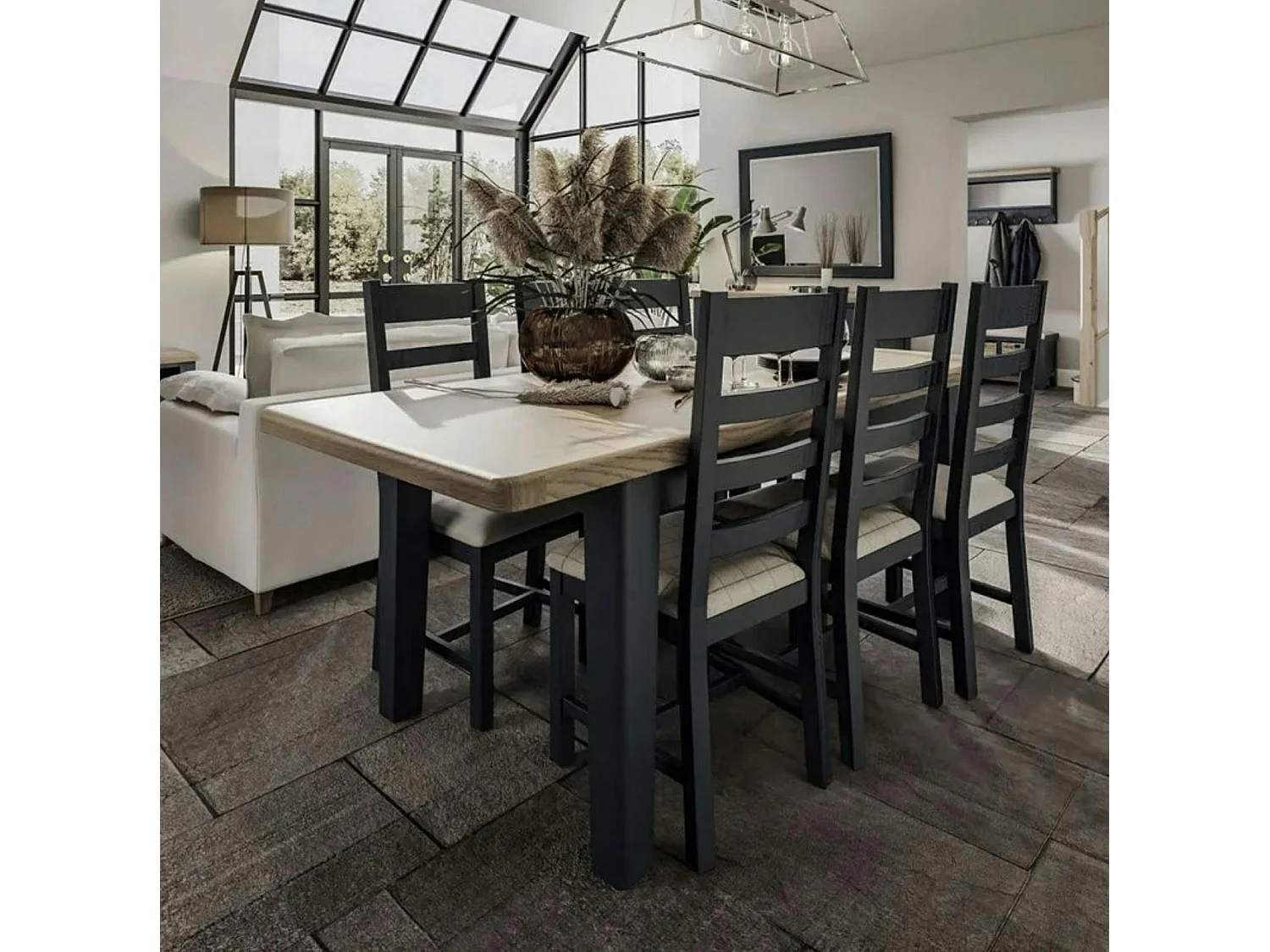Table extensible en bois finition bleu profond 180-230 cm HOVE
