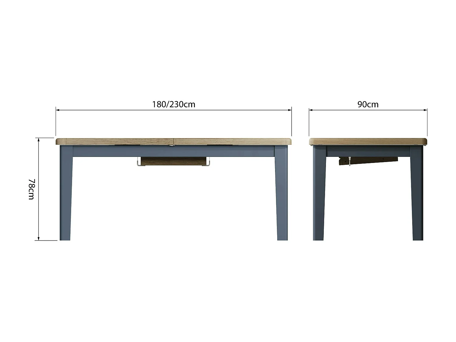 Table extensible en bois finition bleu profond 180-230 cm HOVE