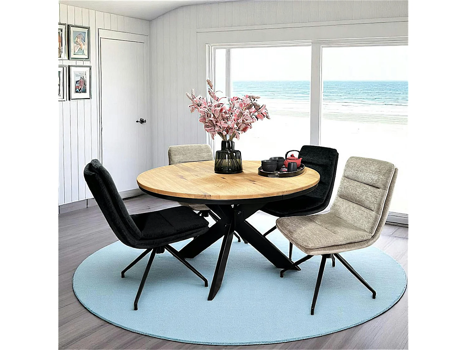 Table ronde extensible en chêne huilé 130 cm PALERME