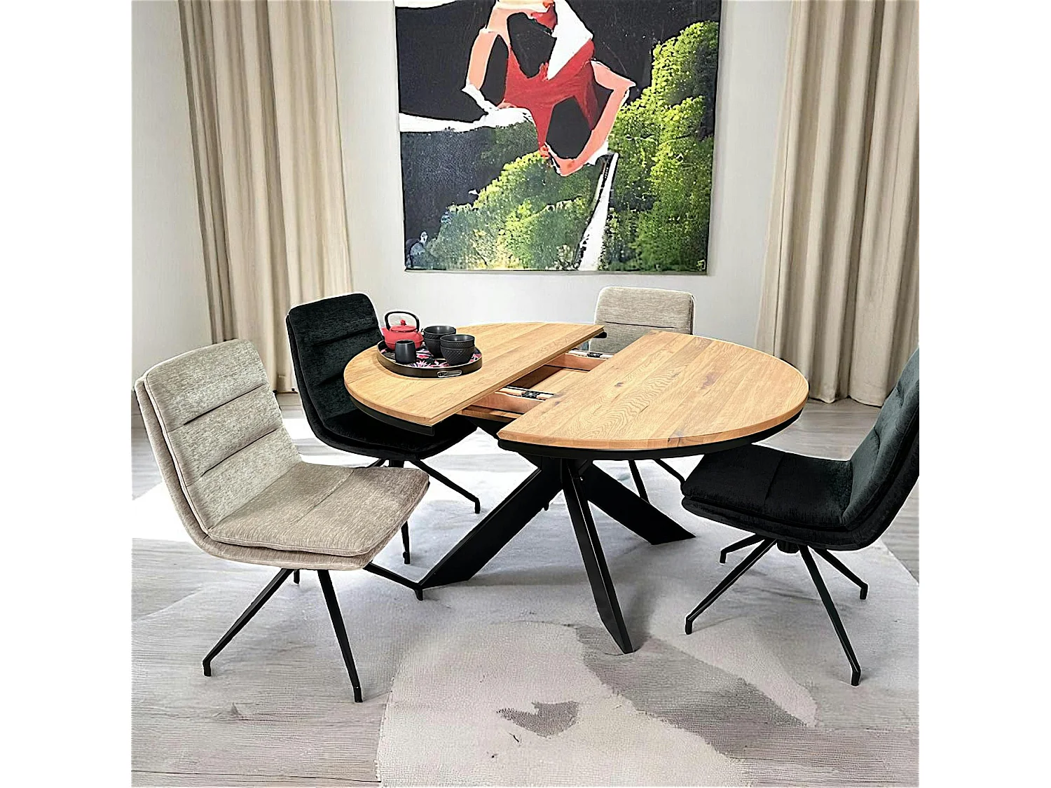 Table ronde extensible en chêne huilé 130 cm PALERME