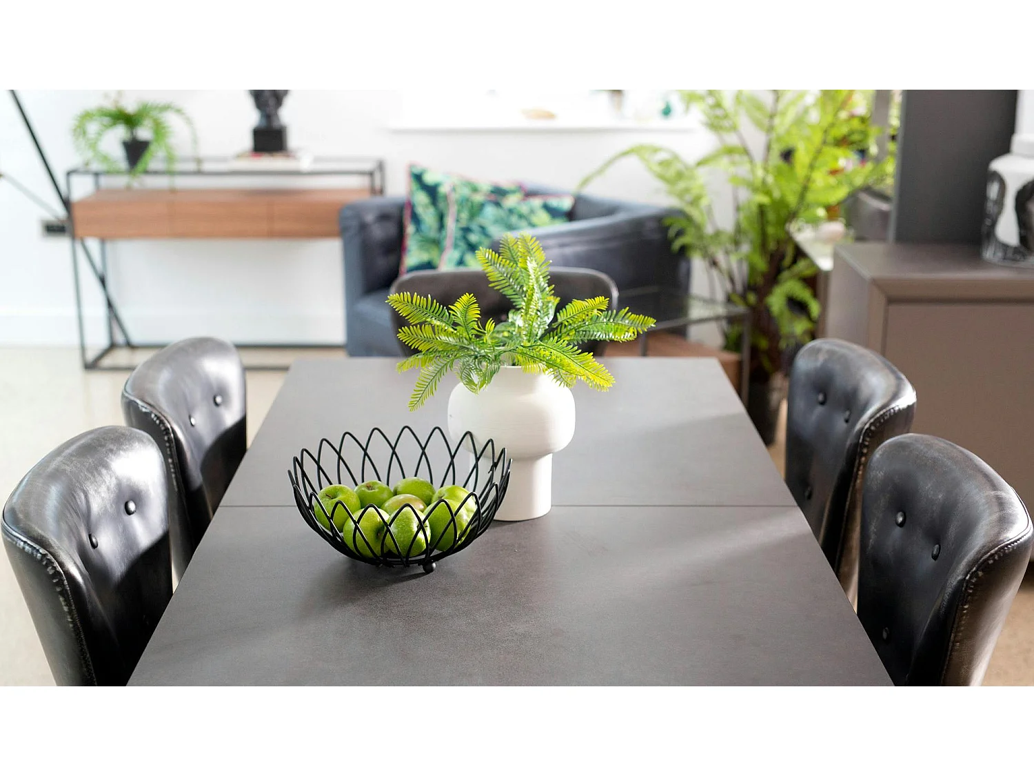 Table céramique extensible gris foncé 176 cm-216 cm TORONTO