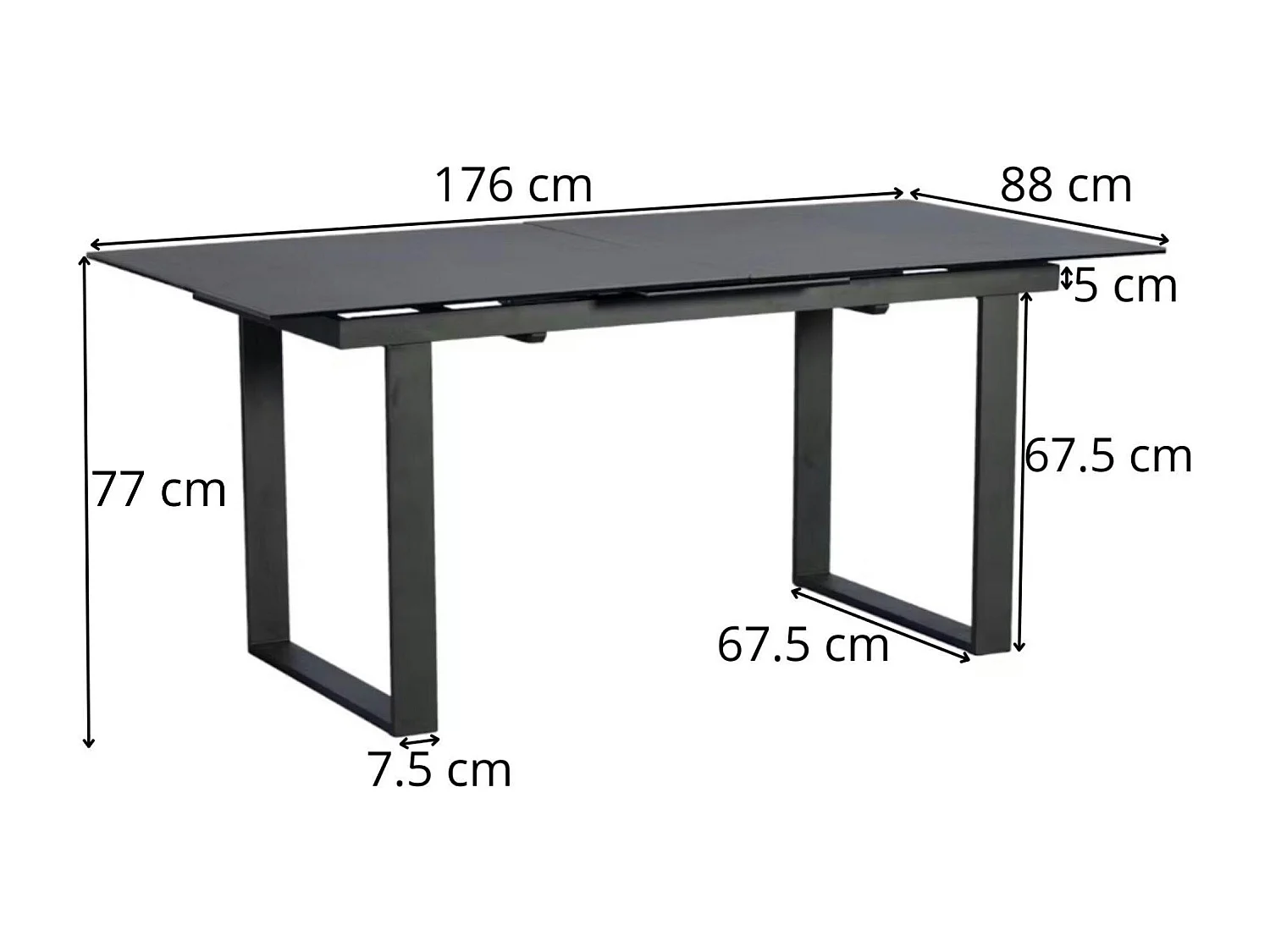 Table céramique extensible gris foncé 176 cm-216 cm TORONTO