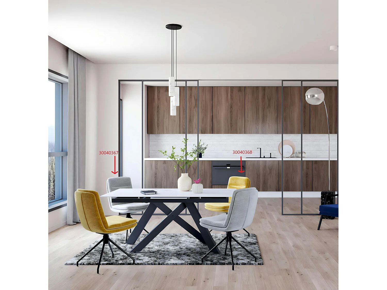 Table céramique extensible blanche marbrée 170-214 cm OTTAWA