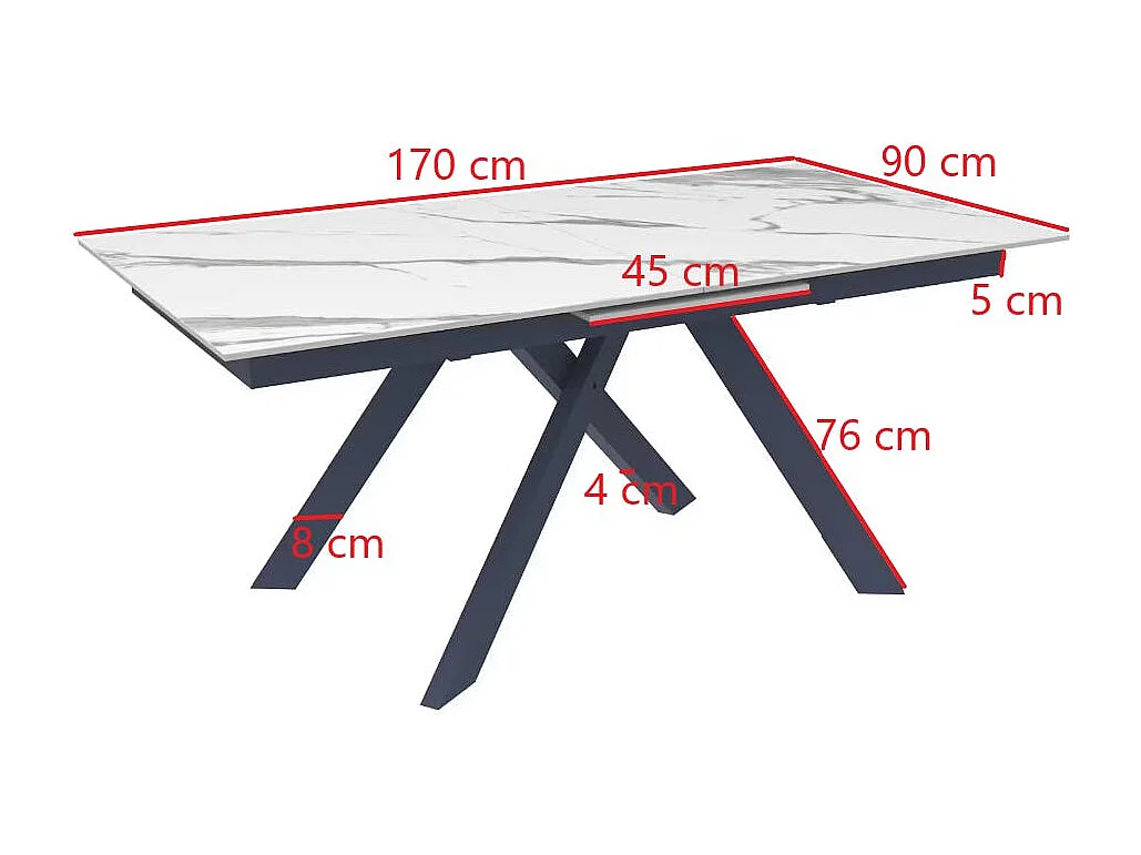 Table céramique extensible blanche marbrée 170-214 cm OTTAWA