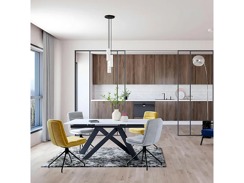 Table céramique extensible blanche marbrée 170-214 cm OTTAWA