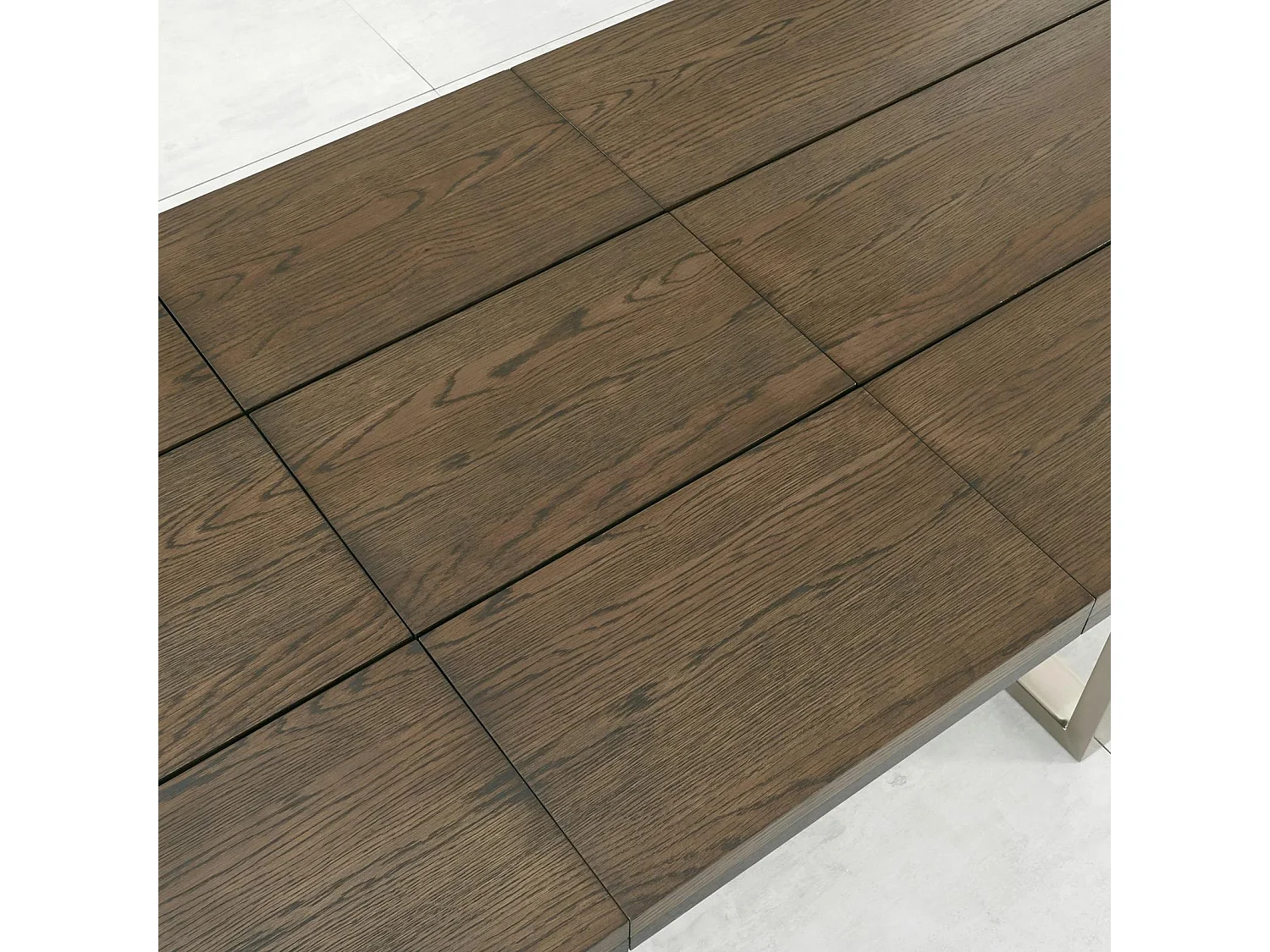 Table à manger extensible en chêne et métal brossé 190-240 RIMINI