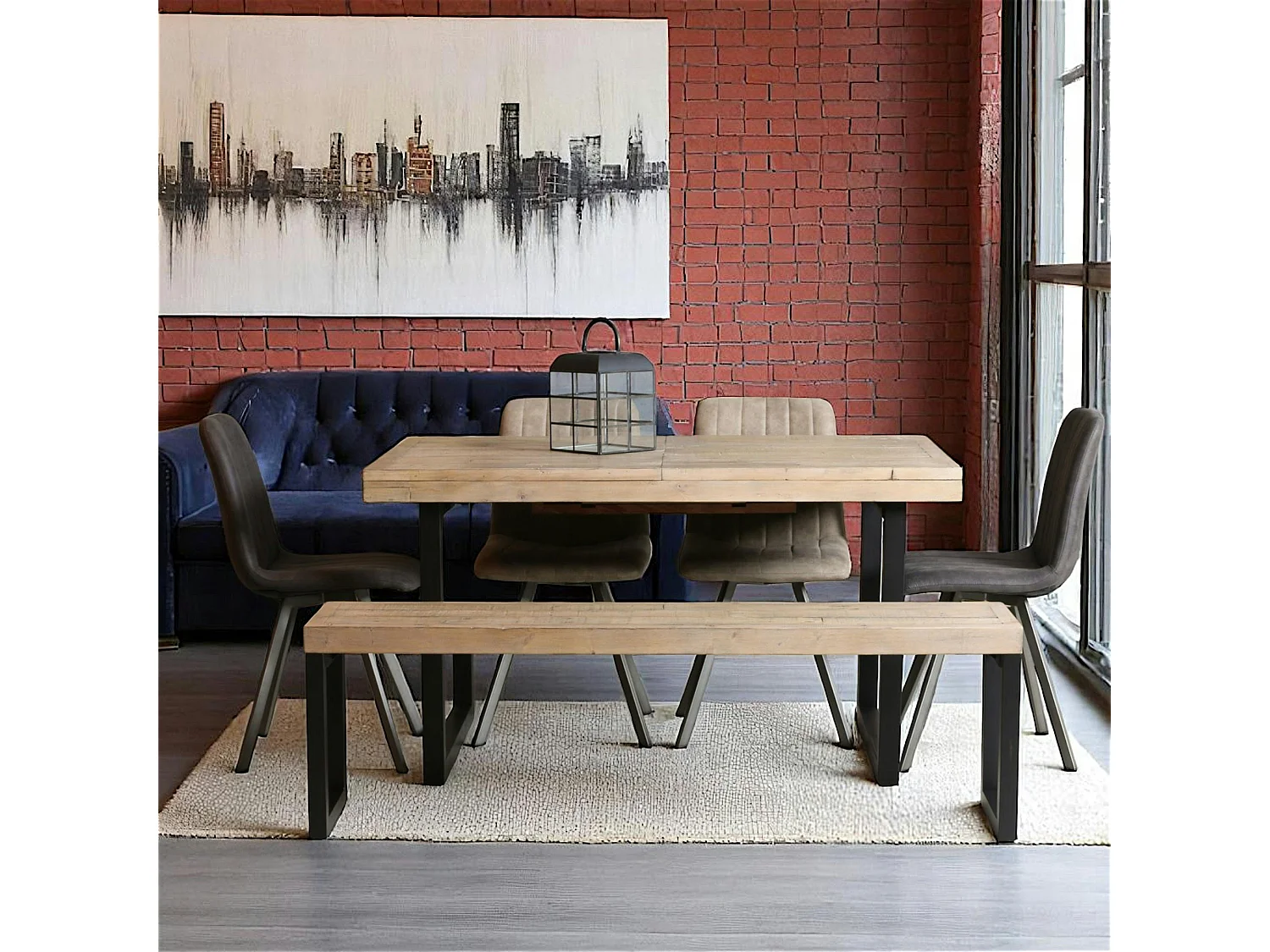 Table de salle à manger extensible en bois recyclé 140-180 cm AUCKLAND