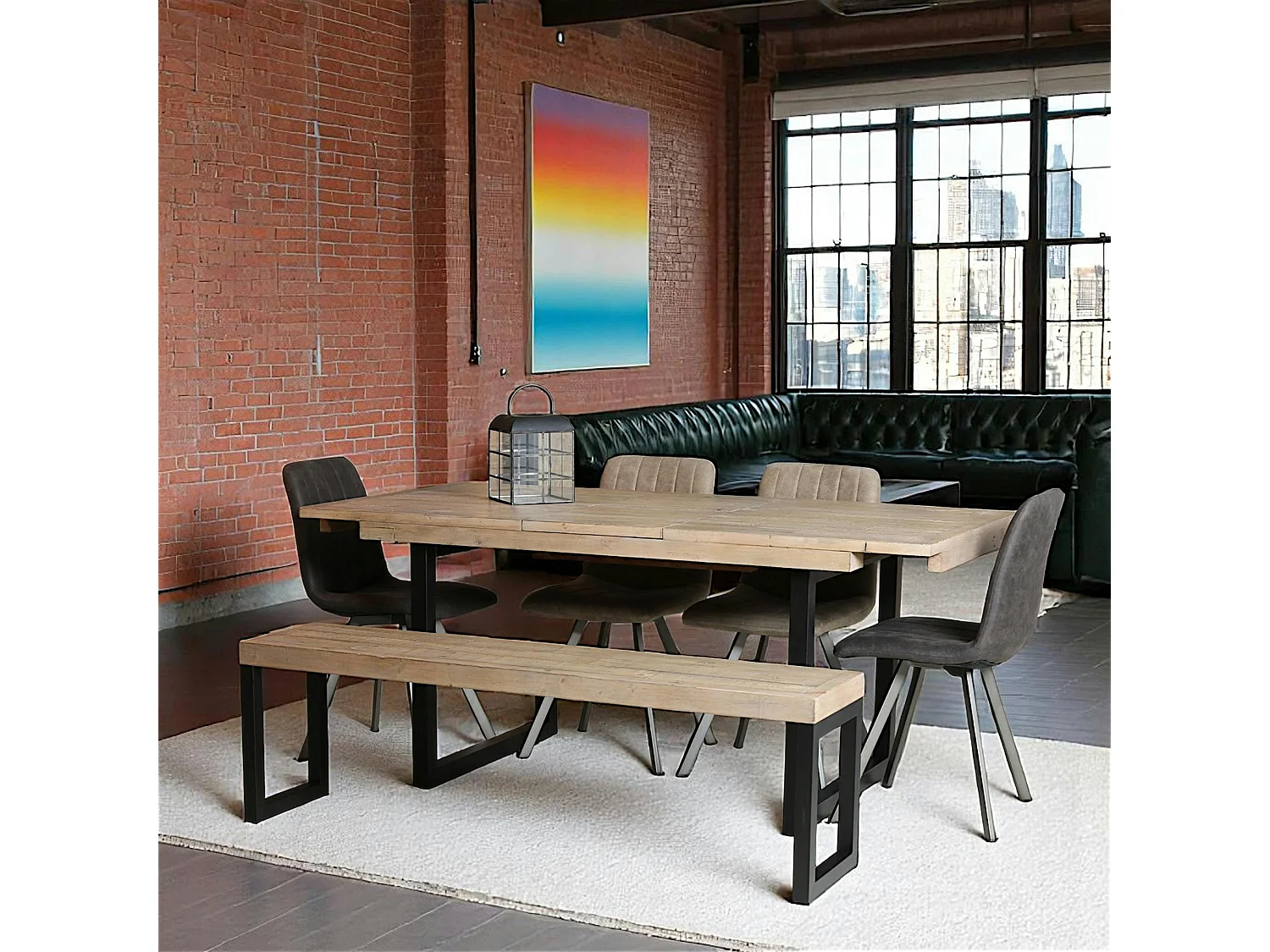 Table de salle à manger extensible en bois recyclé 140-180 cm AUCKLAND