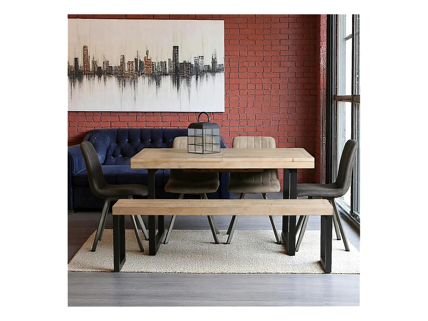 Table de salle à manger extensible en bois recyclé 140-180 cm AUCKLAND