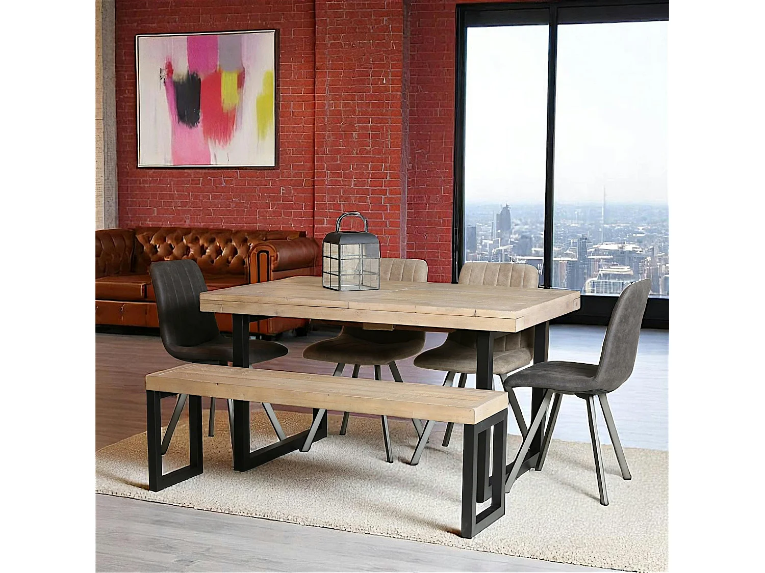 Table de salle à manger extensible en bois recyclé 140-180 cm AUCKLAND