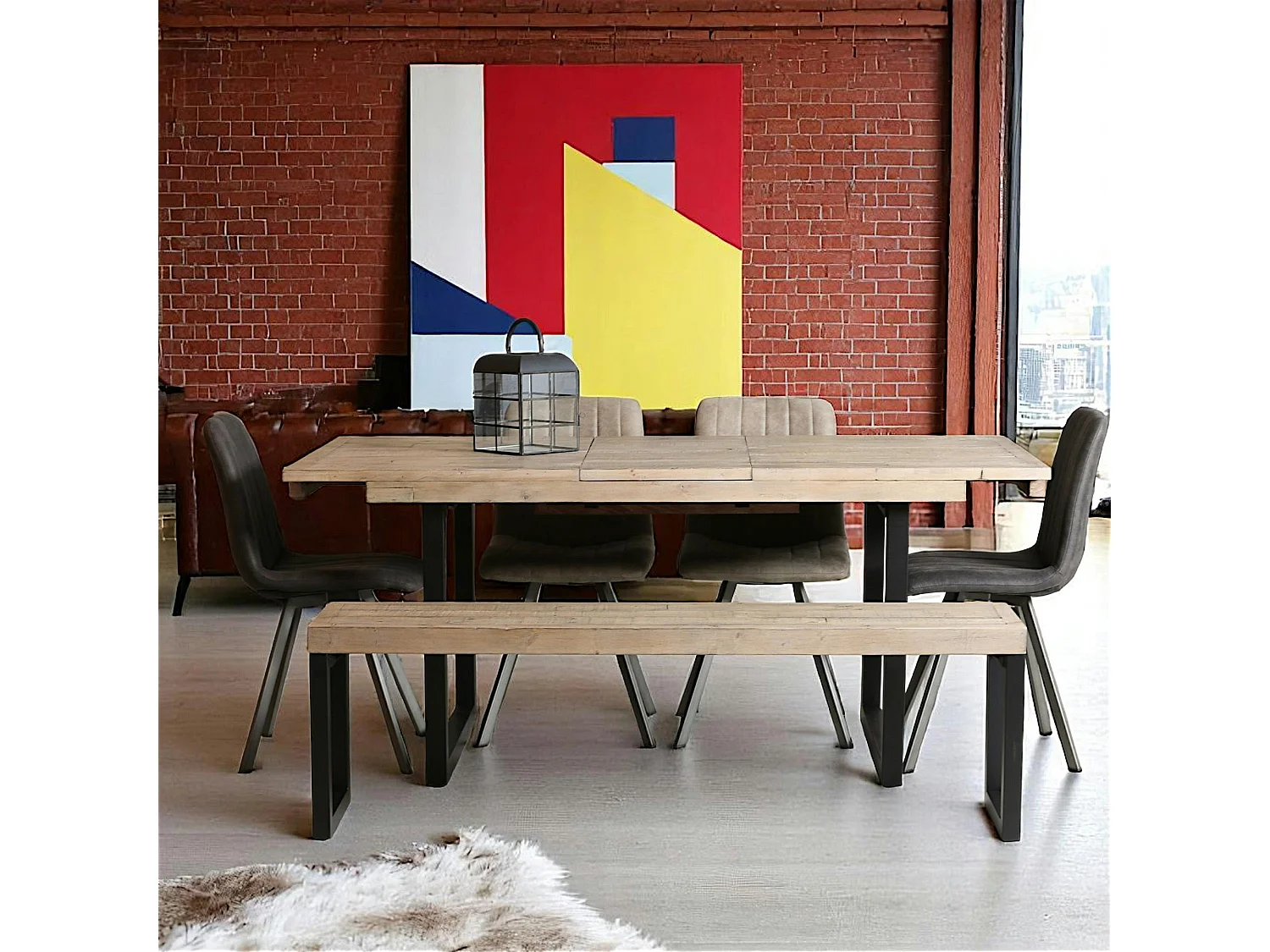 Table de salle à manger extensible en bois recyclé 140-180 cm AUCKLAND