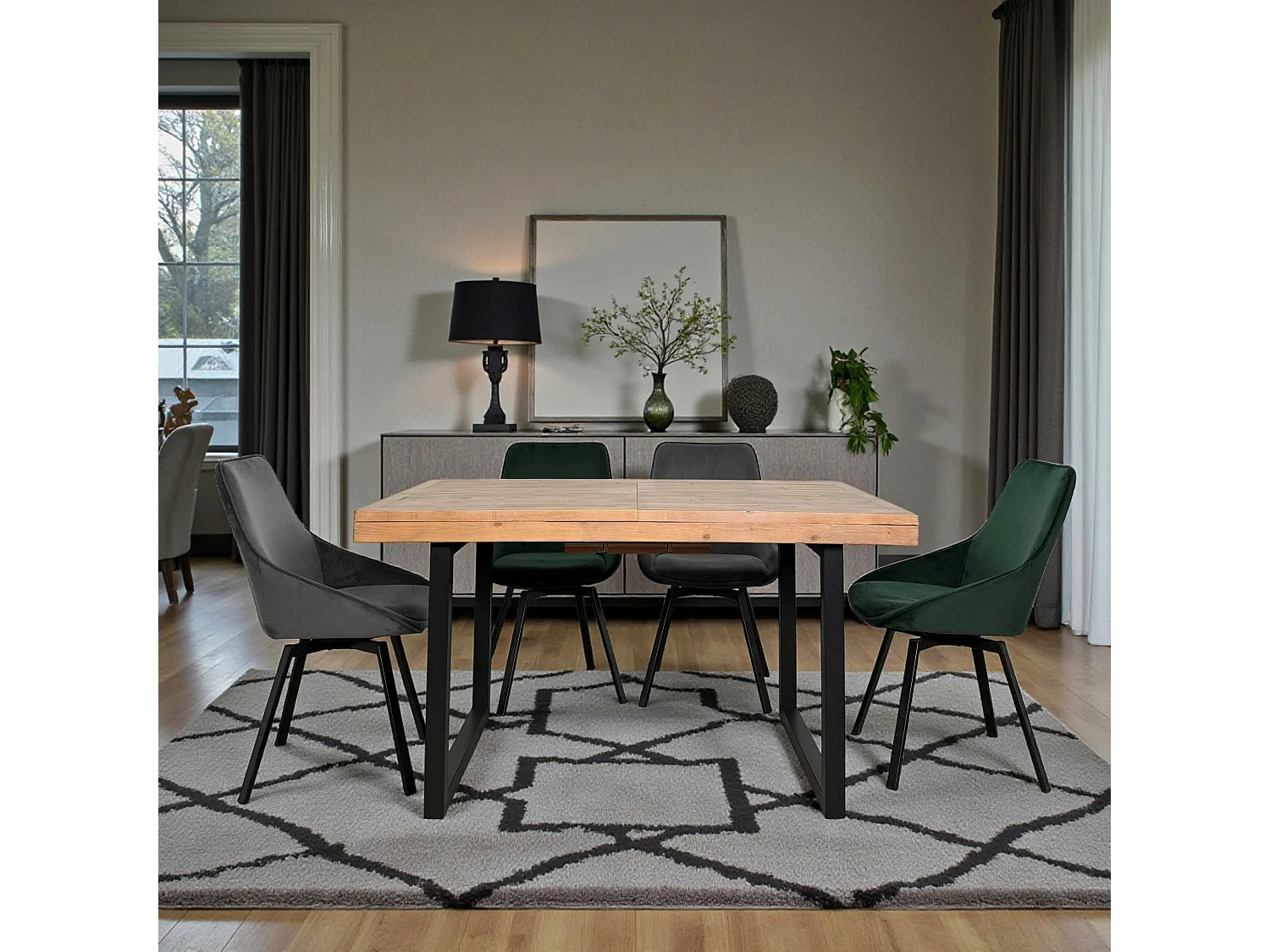 Table de salle à manger extensible en bois recyclé 140-180 cm AUCKLAND