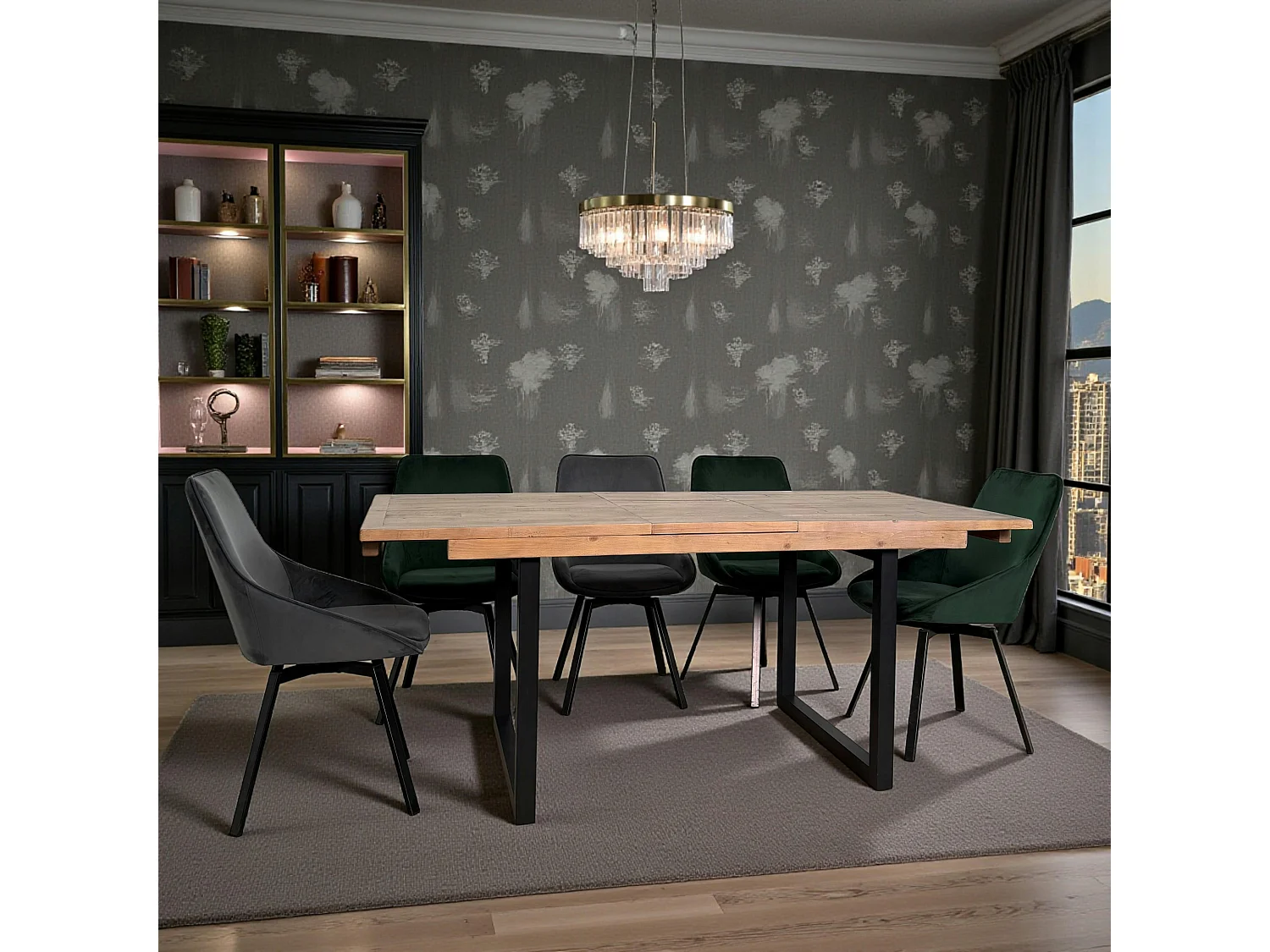 Table de salle à manger extensible en bois recyclé 140-180 cm AUCKLAND