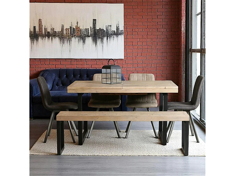 Table de salle à manger extensible en bois recyclé 140-180 cm AUCKLAND