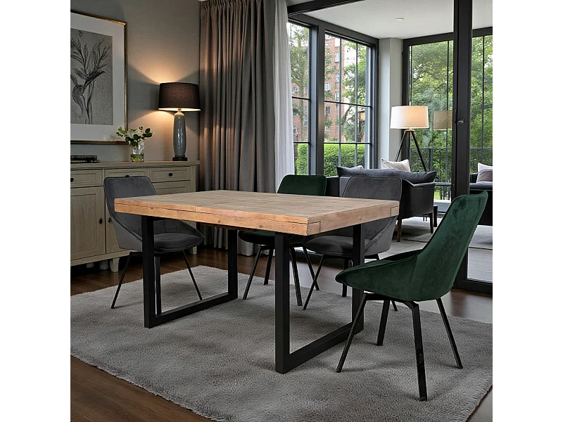 Table de salle à manger extensible en bois recyclé 140-180 cm AUCKLAND