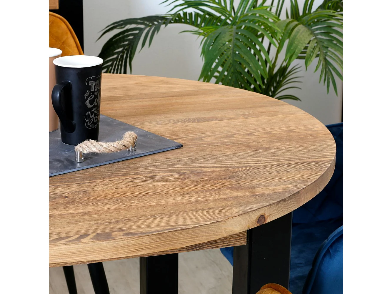 Table à manger ronde bois massif 110-150 LOUNDGE (avec 1 allonge)