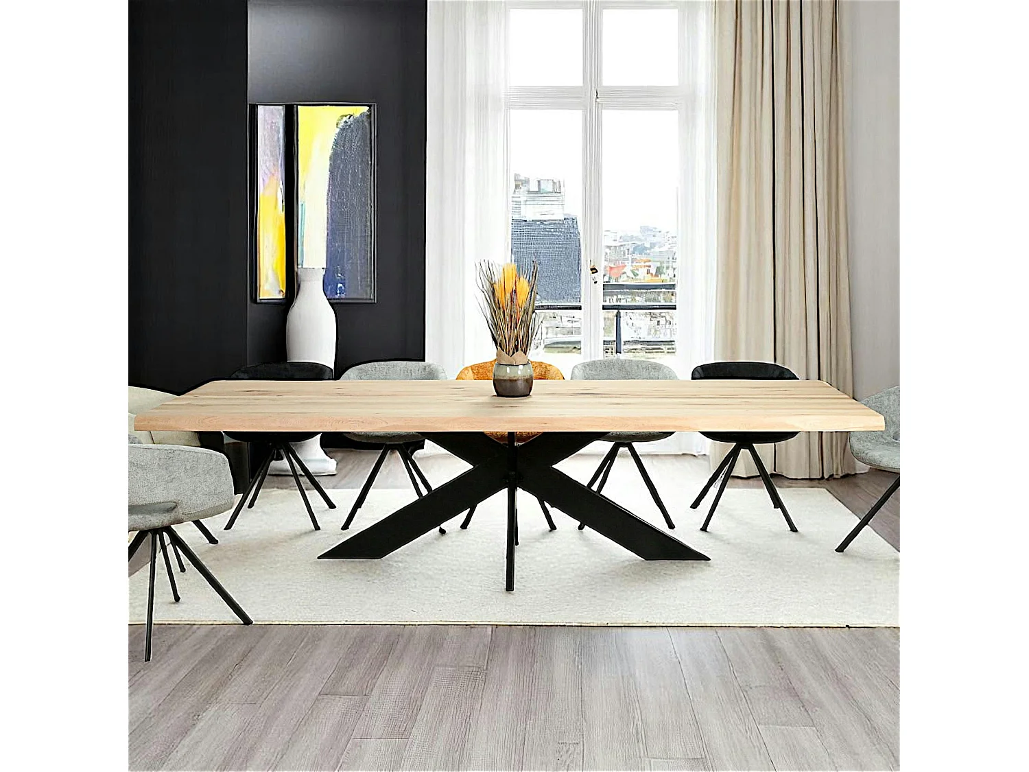 Table extensible en chêne blanc avec bords naturels 300 cm PALERME