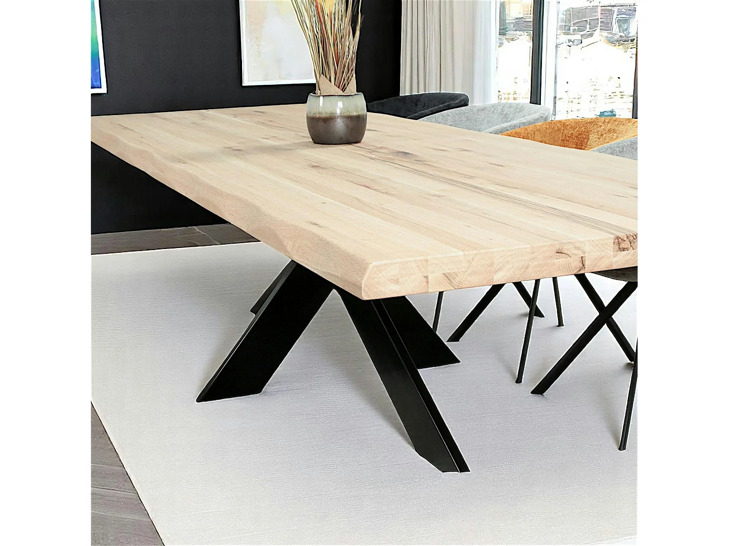 Table extensible en chêne blanc avec bords naturels 300 cm PALERME