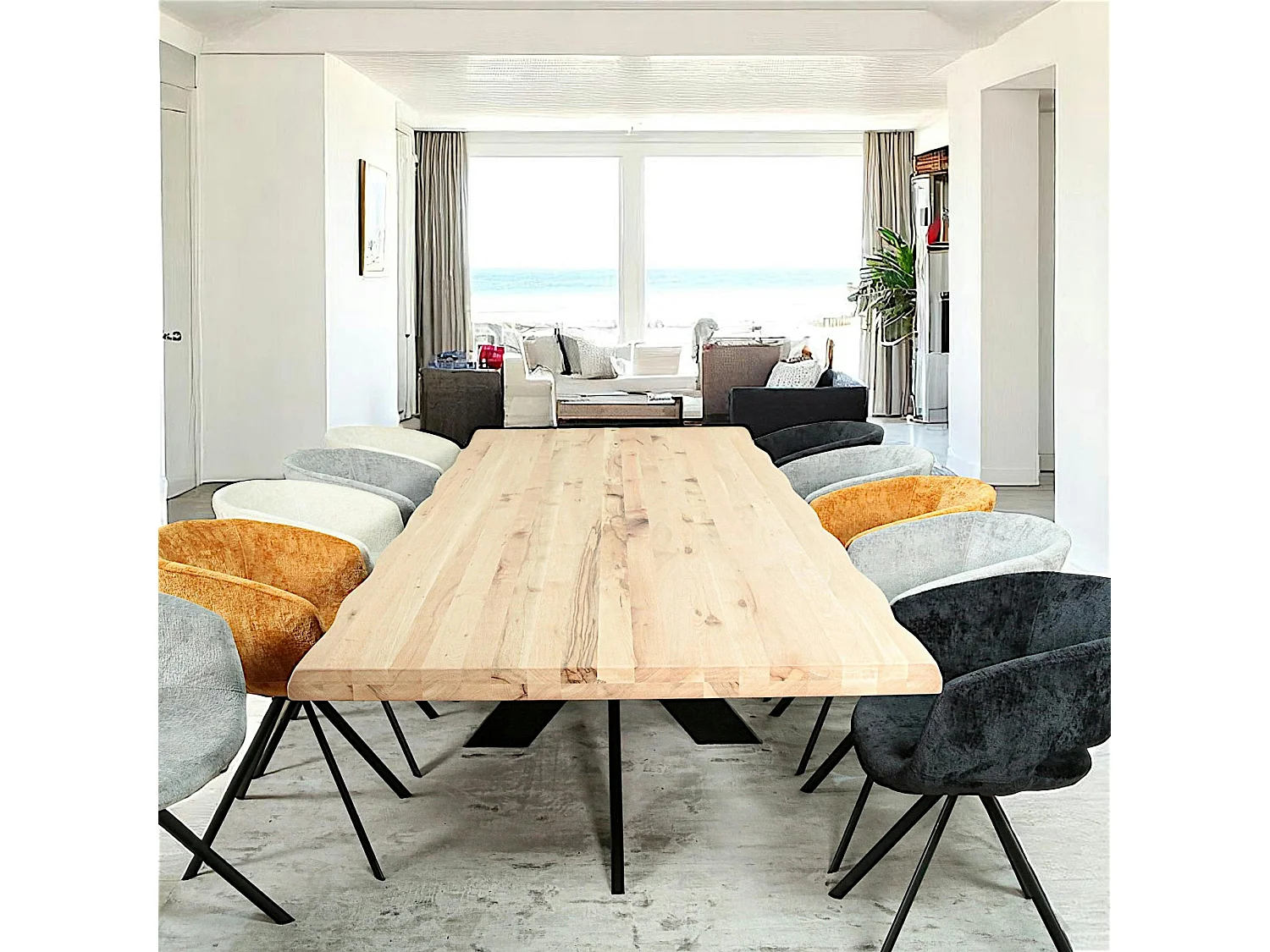 Table extensible en chêne blanc avec bords naturels 300 cm PALERME