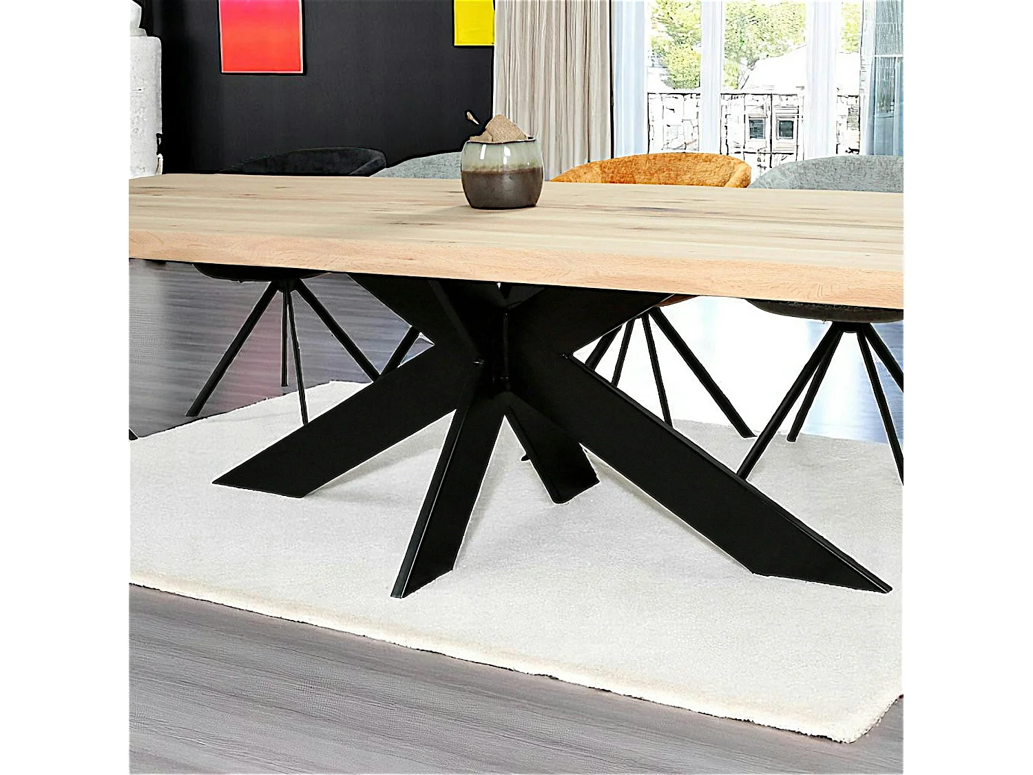 Table extensible en chêne blanc avec bords naturels 300 cm PALERME