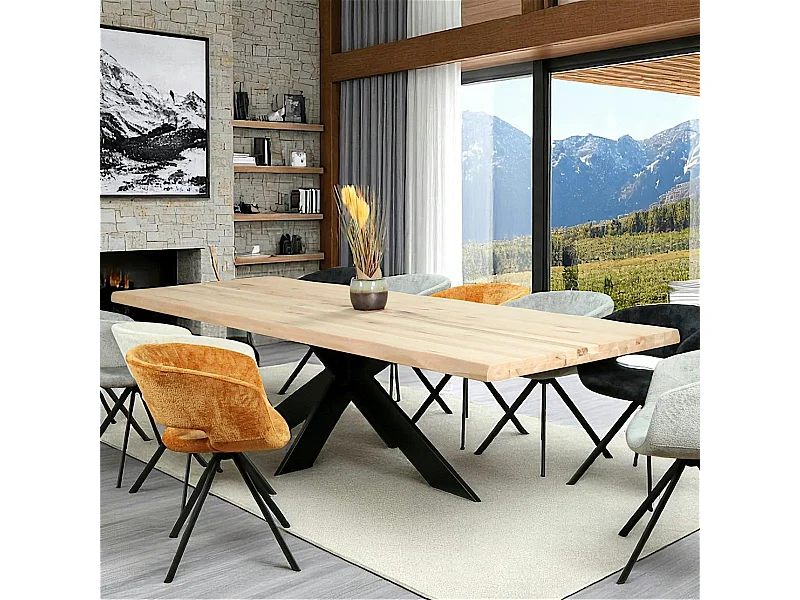 Table extensible en chêne blanc avec bords naturels 300 cm PALERME