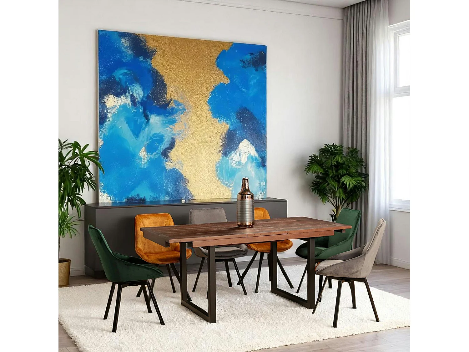 Table à manger extensible bois brun recyclé 140-180 SAMOA