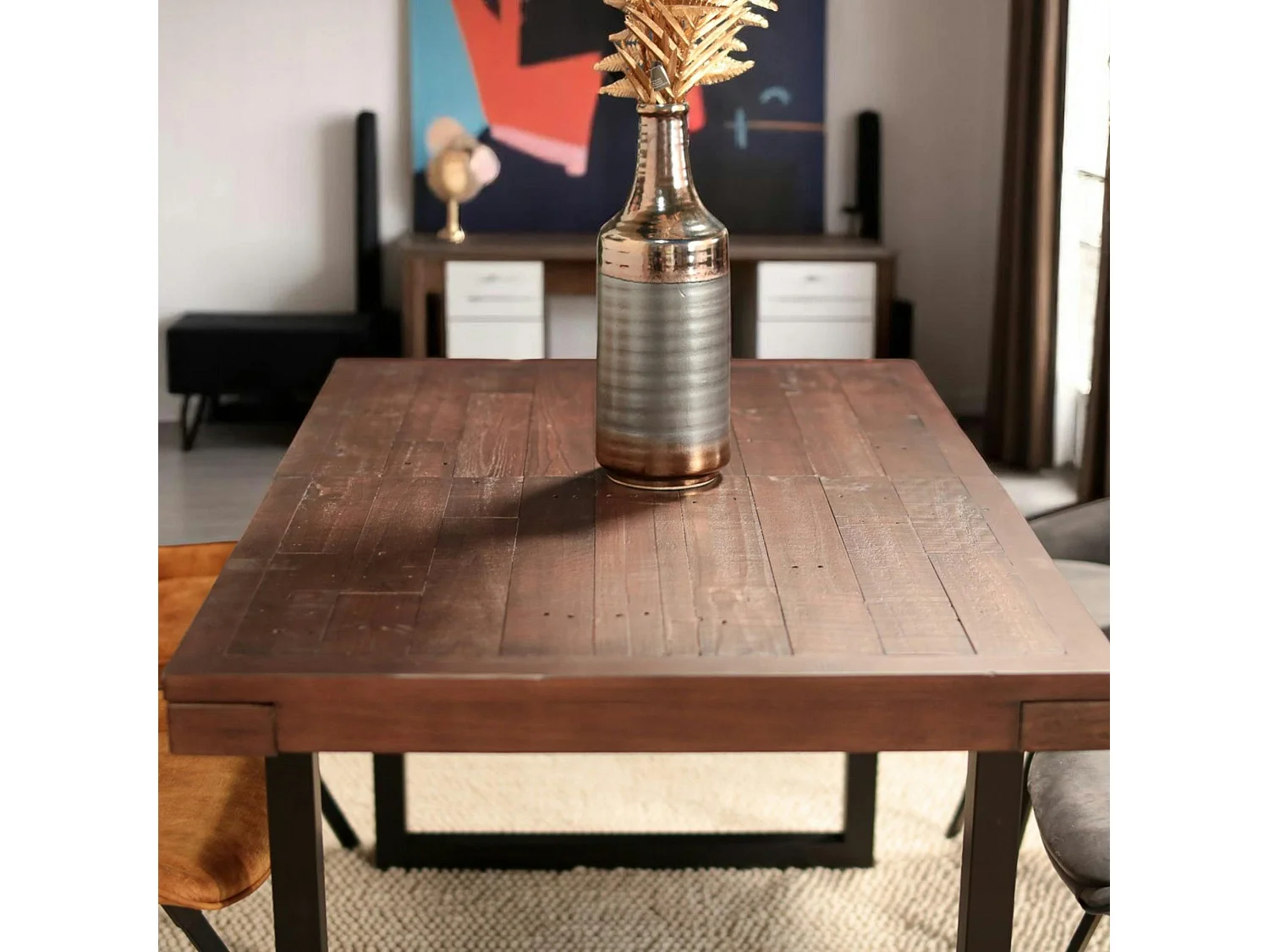 Table à manger extensible bois brun recyclé 140-180 SAMOA