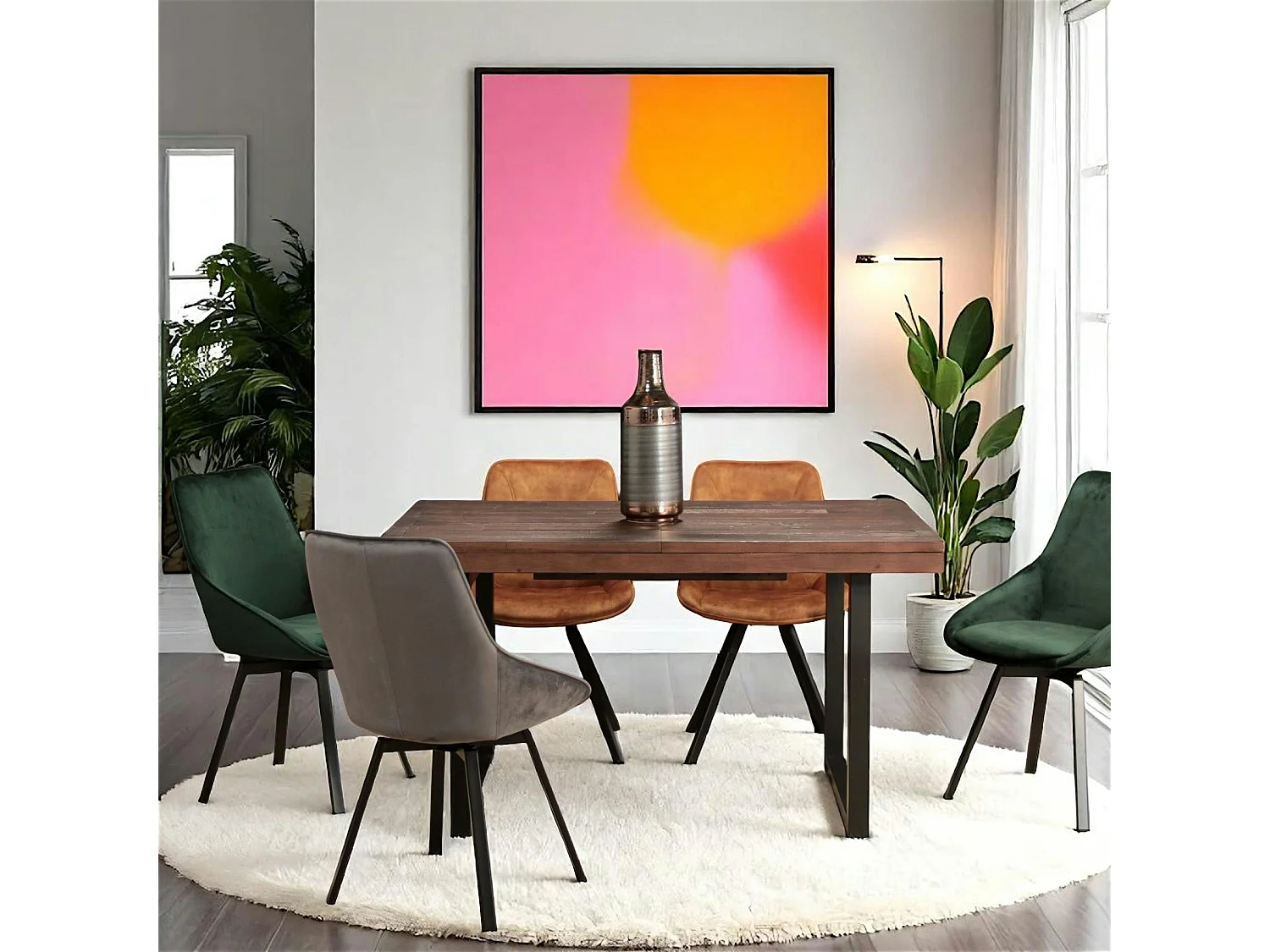 Table à manger extensible bois brun recyclé 140-180 SAMOA