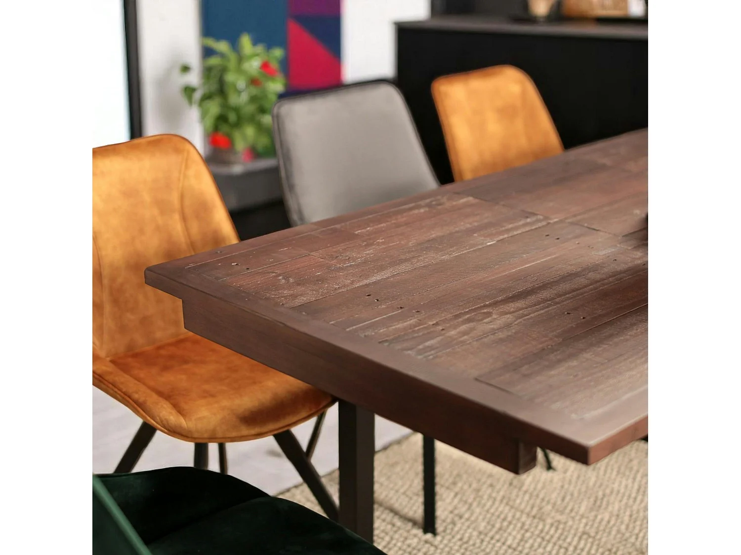 Table à manger extensible bois brun recyclé 140-180 SAMOA