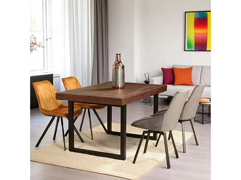 Table à manger extensible bois brun recyclé 140-180 SAMOA