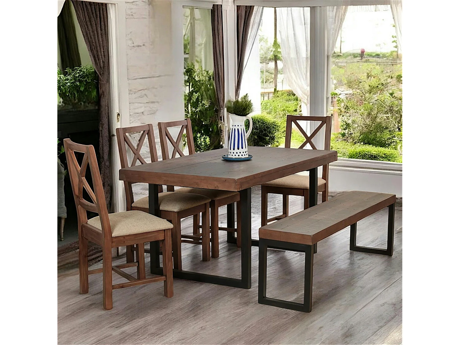 Table à manger extensible bois brun recyclé 160-200 cm SAMOA